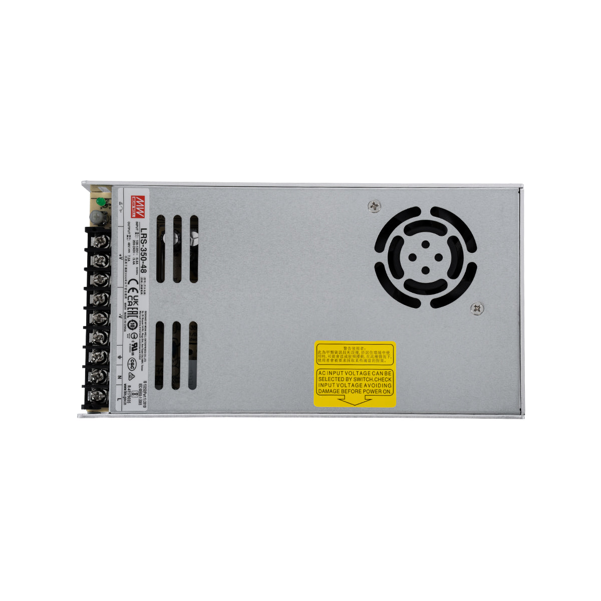 GloboStar® LRS-350-48 61532 MEANWELL Ρυθμιζόμενο Μεταλλικό Τροφοδοτικό PELV για Προϊόντα LED 350W 7.3A - AC 220-240V σε DC 48V - Ρυθμιζόμενο από 43.2VDC έως 52.8VDC - IP20 Μ21.5 x Π11.5 x Υ3cm - 3 Years Warranty - ledmania.gr