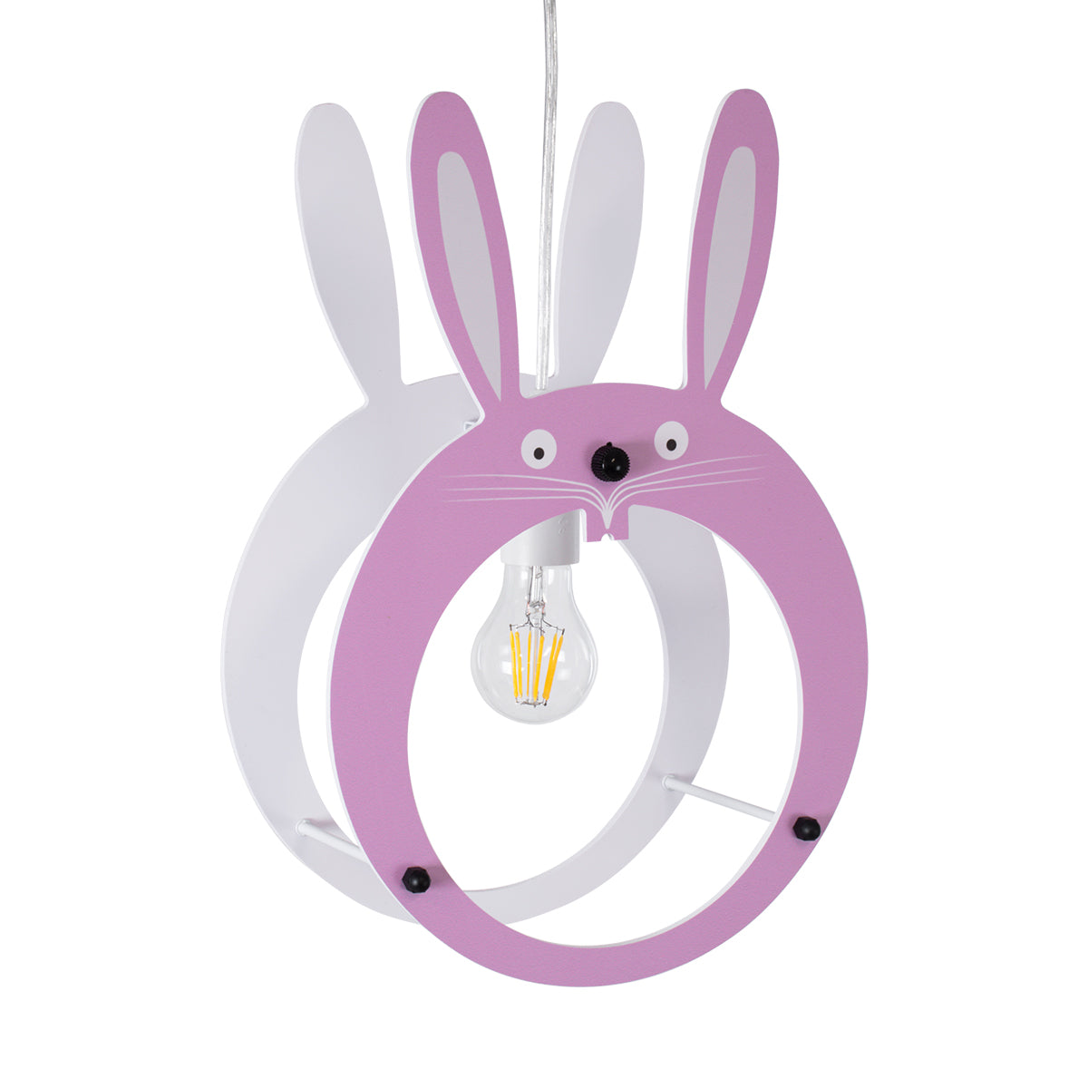 GloboStar® BUNNY 61577 Μοντέρνο Παδικό Κρεμαστό Φωτιστικό Οροφής Μονόφωτο 1 x E27 Ροζ PVC Φιγούρα Λαγουδάκι Μ27.2 x Π15.5 x Υ40cm - ledmania.gr