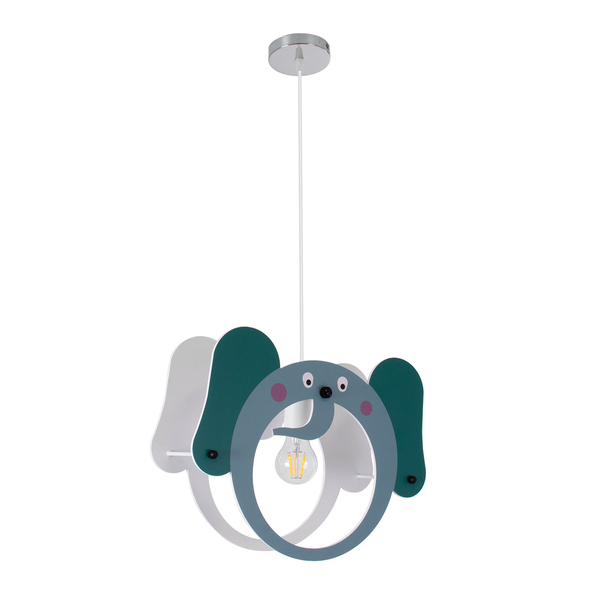 GloboStar® ELEPHANT 61578 Μοντέρνο Παδικό Κρεμαστό Φωτιστικό Οροφής Μονόφωτο 1 x E27 Πράσινο PVC Φιγούρα Ελέφαντας Μ37.7 x Π15.5 x Υ31.5cm - ledmania.gr