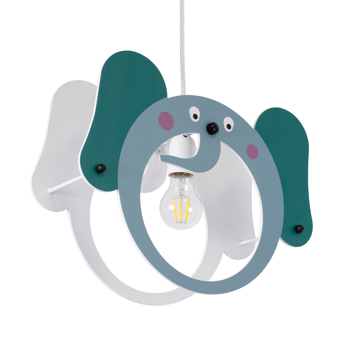 GloboStar® ELEPHANT 61578 Μοντέρνο Παδικό Κρεμαστό Φωτιστικό Οροφής Μονόφωτο 1 x E27 Πράσινο PVC Φιγούρα Ελέφαντας Μ37.7 x Π15.5 x Υ31.5cm - ledmania.gr
