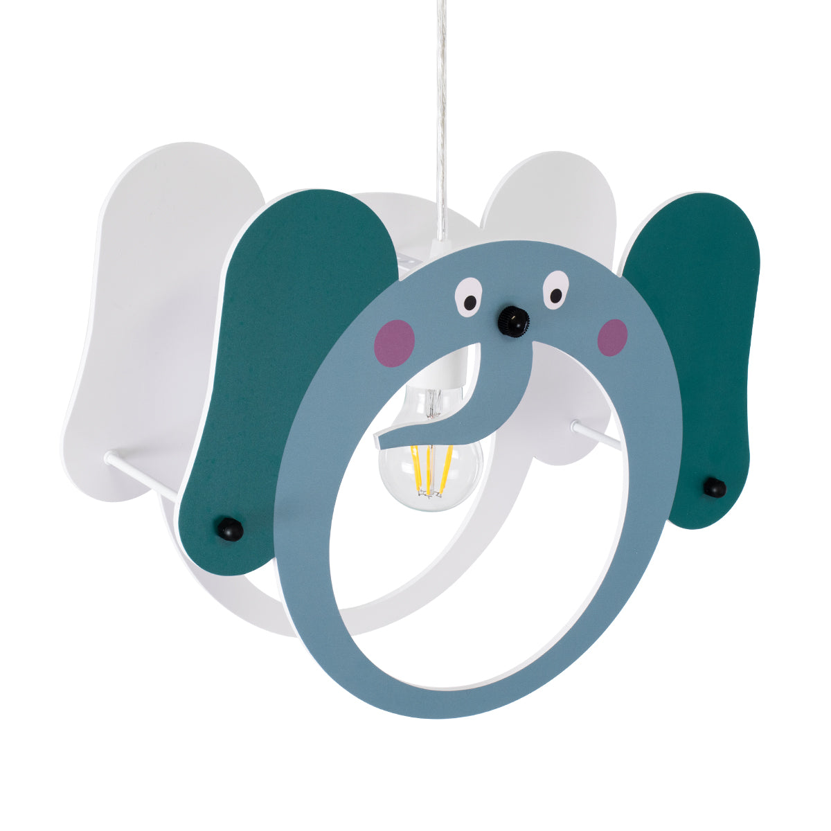 GloboStar® ELEPHANT 61578 Μοντέρνο Παδικό Κρεμαστό Φωτιστικό Οροφής Μονόφωτο 1 x E27 Πράσινο PVC Φιγούρα Ελέφαντας Μ37.7 x Π15.5 x Υ31.5cm - ledmania.gr