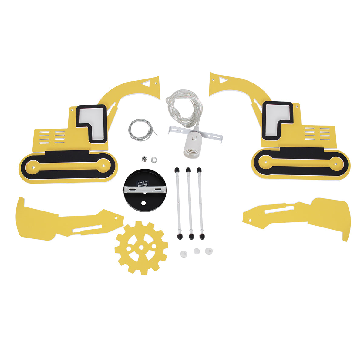 GloboStar® EXCAVATOR 61579 Μοντέρνο Παδικό Κρεμαστό Φωτιστικό Οροφής Μονόφωτο 1 x E27 Κίτρινο PVC Φιγούρα Εκσκαφέας-Φαγάνα Μ45 x Π15.5 x Υ27cm - ledmania.gr