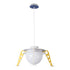 GloboStar® UFO 61581 Μοντέρνο Παδικό Κρεμαστό Φωτιστικό Οροφής Μονόφωτο 1 x E27 Κίτρινο & Μπλε PVC Φιγούρα Διαστημόπλοιο-Ούφο Φ58 x Υ24cm - ledmania.gr