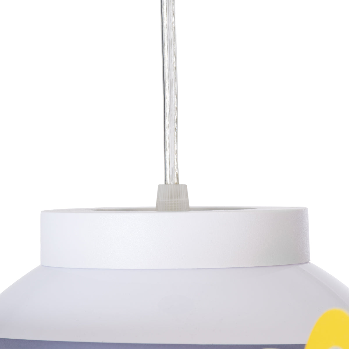 GloboStar® UFO 61581 Μοντέρνο Παδικό Κρεμαστό Φωτιστικό Οροφής Μονόφωτο 1 x E27 Κίτρινο & Μπλε PVC Φιγούρα Διαστημόπλοιο-Ούφο Φ58 x Υ24cm - ledmania.gr