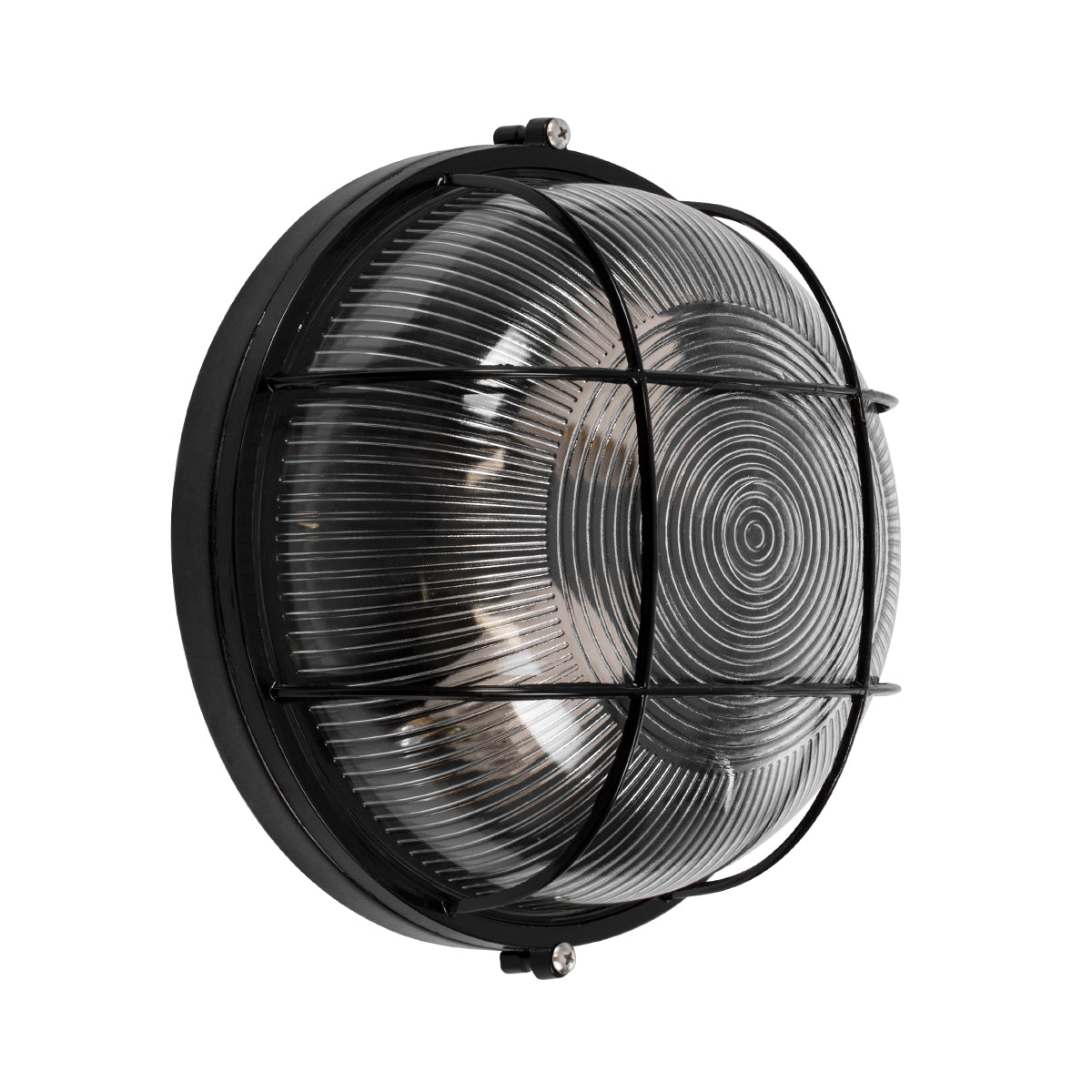 GloboStar® BOATLIGHT 61589 Vintage Industrial Φωτιστικό Τοίχου - Απλίκα - Καραβοχελώνα Εξωτερικού Χώρου Δίφωτο 2 x E27 AC220-240V Αδιάβροχο IP65 - Σώμα Αλουμινίου & Tempered Glass - Φ24 x Υ11cm - Μαύρο - Στρόγγυλο - 5 Years Warranty - ledmania.gr