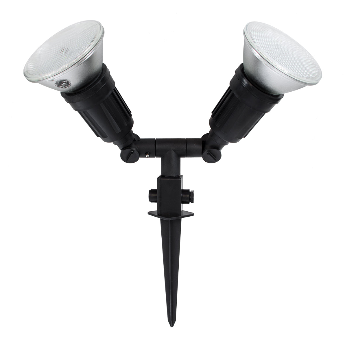 GloboStar® GRASEDO 61614 Καρφωτή Βάση Κήπου με 2 Ντουί E27 για Λάμπες Σποτ PAR38 - Αδιάβροχη IP67 - Υψηλής Αντοχής ABS - VDE Certified - Μ25 x Π7.5 x Υ43.5cm - Μαύρο - 5 Years Warranty - ledmania.gr