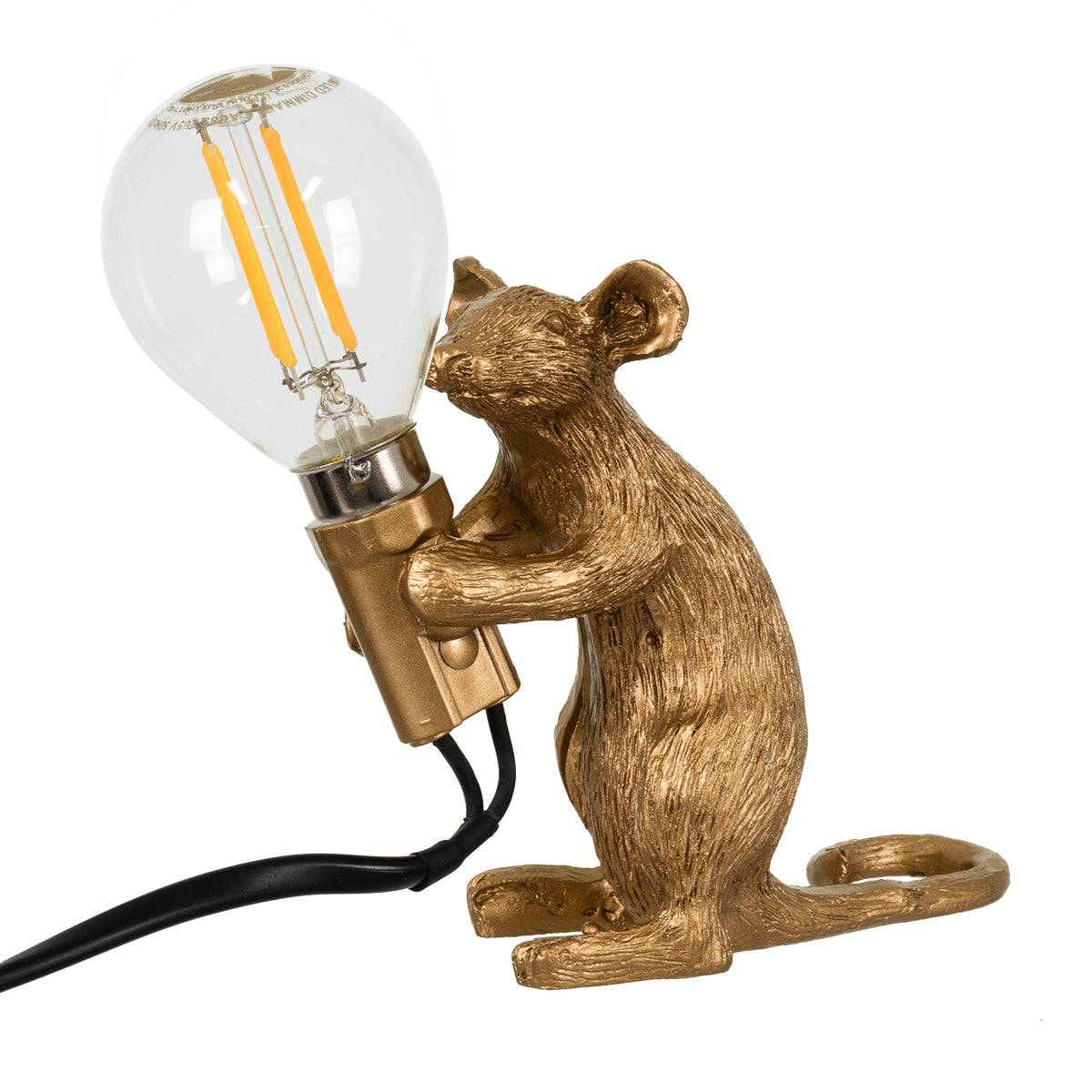 GloboStar® MOUSE 00680 Vintage Επιτραπέζιο Φωτιστικό Πορτατίφ Λαμπατέρ Μονόφωτο με Ντουί 1 x E12 AC 230V Χρυσό Πλαστικό Μ12 x Π4 x Υ10cm - ledmania.gr