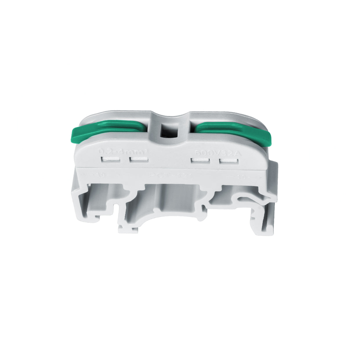 GloboStar® FAST-CONNECT 69902 Μονή Κλέμα Ράγας Ταχείας Σύνδεσης & Διακλάδωσης Καλωδίων για Ηλεκτρολογικούς Πίνακες - 1 x Είσοδος & 1 x Έξοδος με Συμβατή Διατομή Καλωδίων 0.2mm² έως 4mm² - 600V 32A Max - Μ4.5 x Π1 x Υ3.2cm - Γκρι & Πράσινο - Πακέτο 10 Τ... - ledmania.gr
