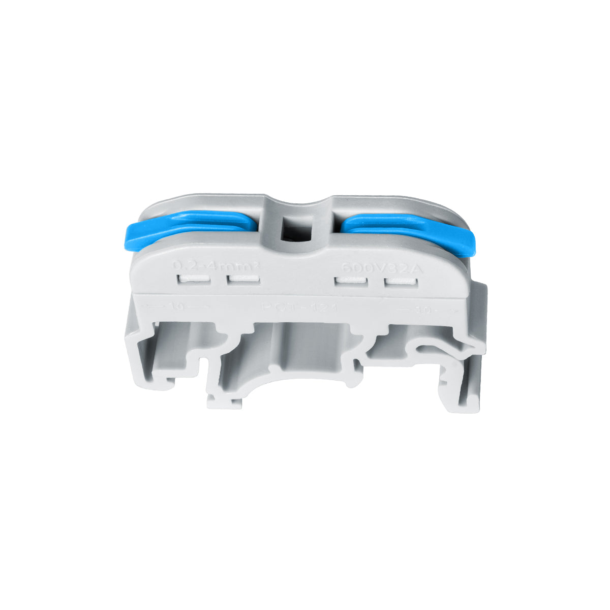 GloboStar® FAST-CONNECT 69903 Μονή Κλέμα Ράγας Ταχείας Σύνδεσης & Διακλάδωσης Καλωδίων για Ηλεκτρολογικούς Πίνακες - 1 x Είσοδος & 1 x Έξοδος με Συμβατή Διατομή Καλωδίων 0.2mm² έως 4mm² - 600V 32A Max - Μ4.5 x Π1 x Υ3.2cm - Γκρι & Μπλε - Πακέτο 10 Τεμα... - ledmania.gr