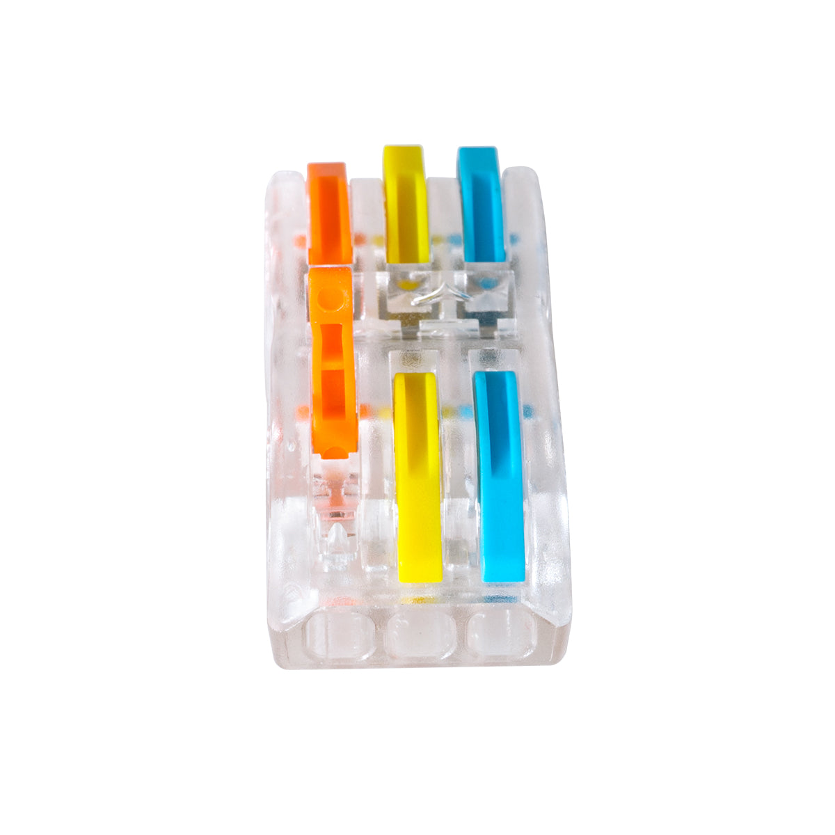 GloboStar® FAST-CONNECT 69908 Τριπλή Κλέμα Ταχείας Σύνδεσης & Διακλάδωσης Καλωδίων - 3 x Είσοδοι & 3 x Έξοδοι με Συμβατή Διατομή Καλωδίων 0.08mm² έως 2.5mm² - 250V/4KV 32A Max - Μ4 x Π4 x Υ1.5cm - Διάφανο με Πορτοκαλί, Κίτρινο & Μπλε - Πακέτο 5 Τεμαχίω... - ledmania.gr