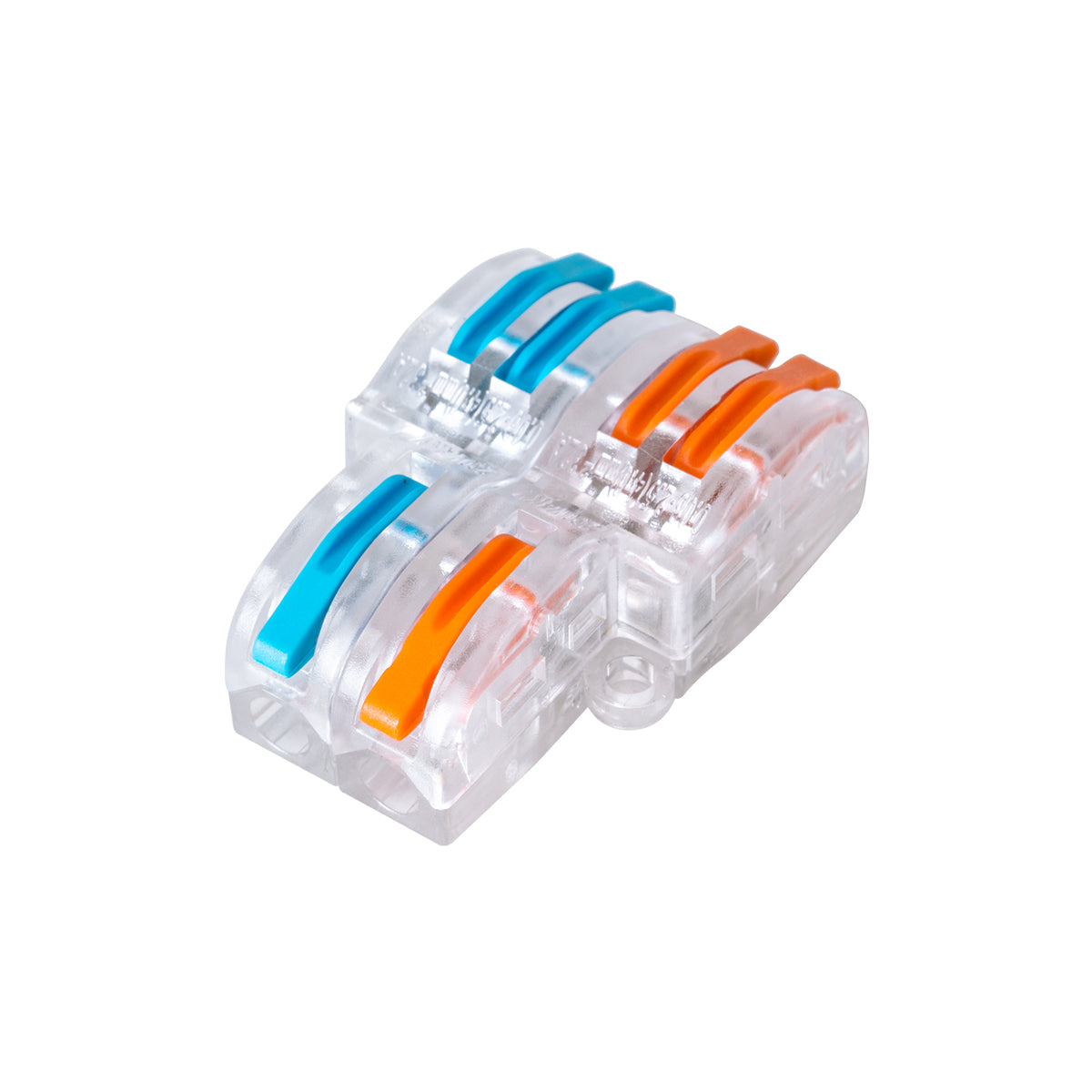 GloboStar® FAST-CONNECT 69909 Διπλή σε Τετραπλή Κλέμα Ταχείας Σύνδεσης & Διακλάδωσης Καλωδίων - 2 x Είσοδοι & 4 x Έξοδοι με Συμβατή Διατομή Καλωδίων 0.08mm² έως 2.5mm² - 250V/4KV 32A Max - Μ2.6 x Π4 x Υ1.5cm - Διάφανο με Πορτοκαλί & Μπλε - Πακέτο 5 Τεμ... - ledmania.gr
