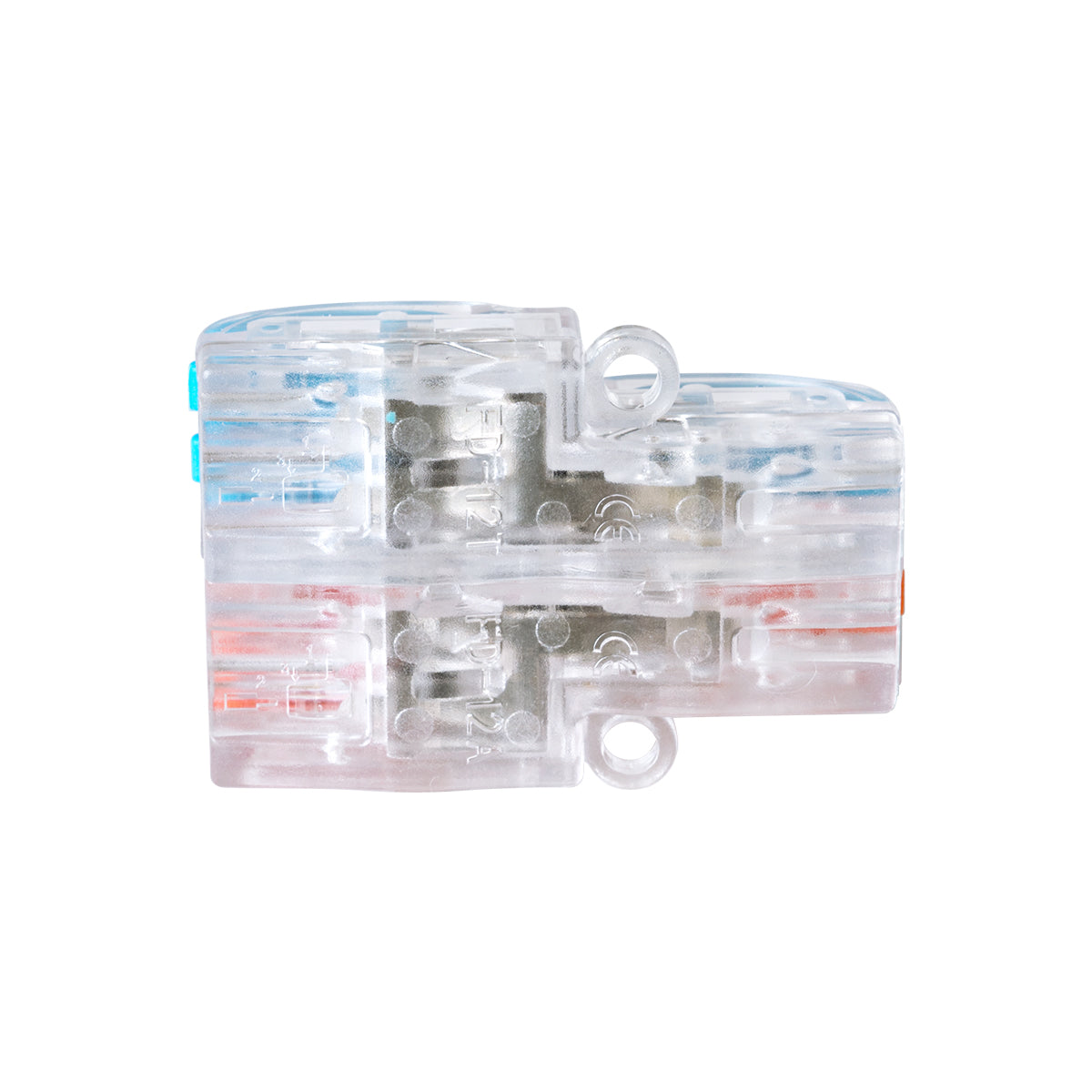 GloboStar® FAST-CONNECT 69909 Διπλή σε Τετραπλή Κλέμα Ταχείας Σύνδεσης & Διακλάδωσης Καλωδίων - 2 x Είσοδοι & 4 x Έξοδοι με Συμβατή Διατομή Καλωδίων 0.08mm² έως 2.5mm² - 250V/4KV 32A Max - Μ2.6 x Π4 x Υ1.5cm - Διάφανο με Πορτοκαλί & Μπλε - Πακέτο 5 Τεμ... - ledmania.gr