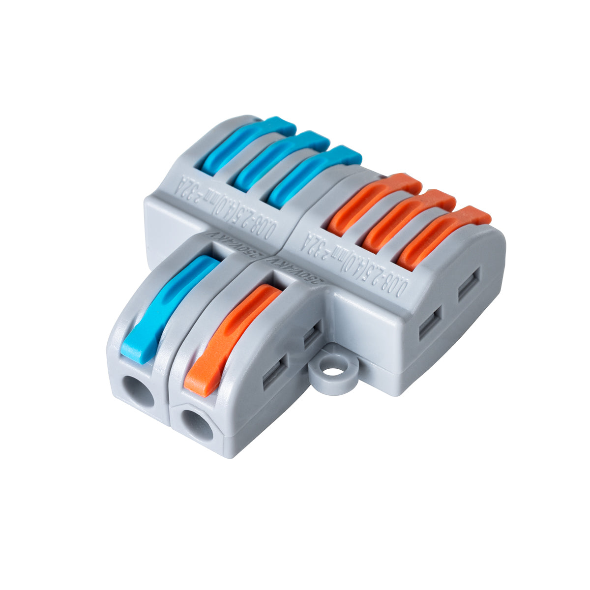 GloboStar® FAST-CONNECT 69914 Τριπλή σε Εξαπλή Κλέμα Ταχείας Σύνδεσης & Διακλάδωσης Καλωδίων - 3 x Είσοδοι & 6 x Έξοδοι με Συμβατή Διατομή Καλωδίων 0.08mm² έως 2.5mm² - 250V/4KV 32A Max - Μ3.6 x Π4 x Υ1.5cm - Γκρι με Πορτοκαλί & Μπλε - Πακέτο 5 Τεμαχίω... - ledmania.gr