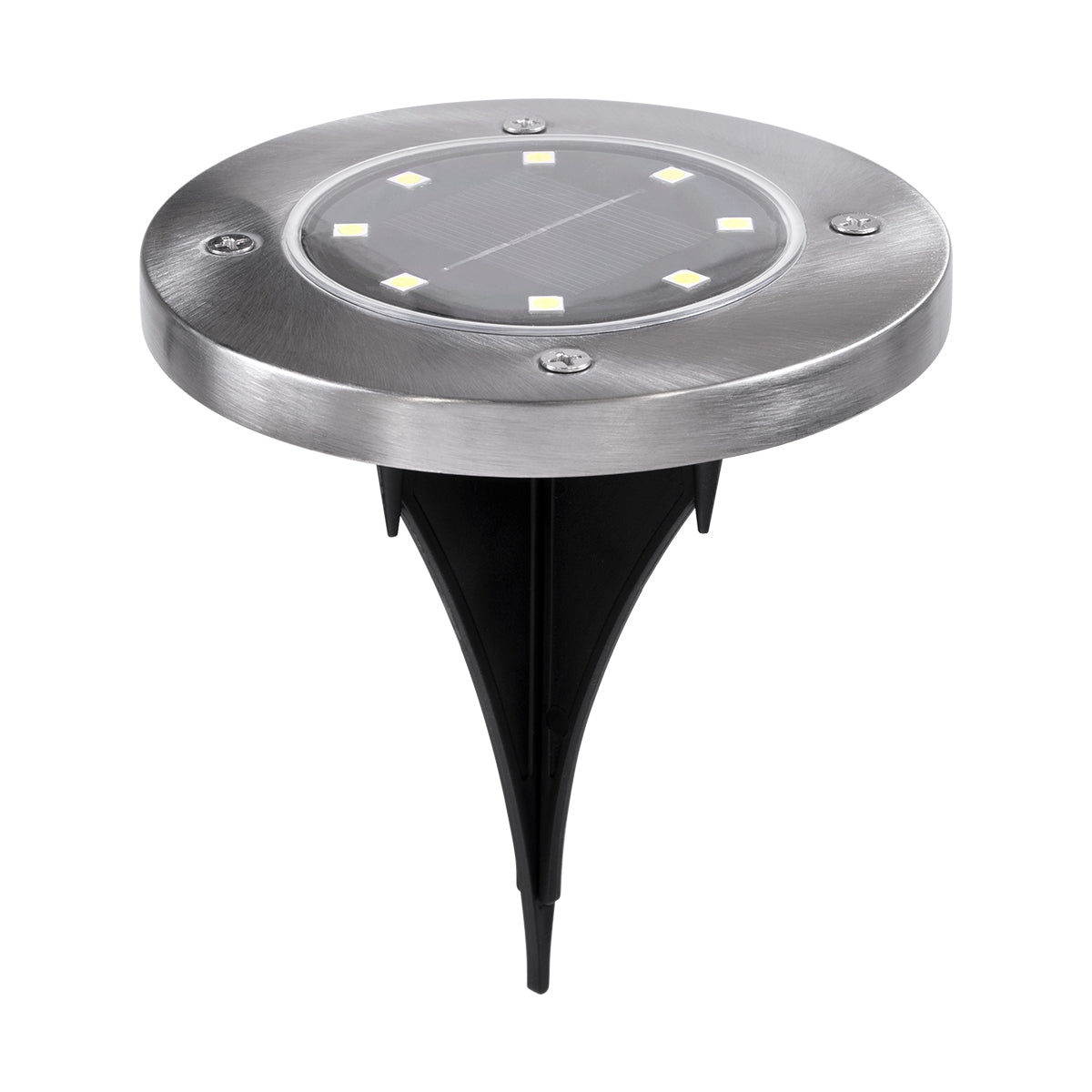 GloboStar® 69929 ΣΕΤ 4 Τεμαχίων Αυτόνομα Ηλιακά Φωτιστικά LED SMD 0.80W/Τεμ. 80lm/Τεμ. με Ενσωματωμένη Μπαταρία 600mAh - Φωτοβολταϊκό Πάνελ με Αισθητήρα Ημέρας-Νύχτας Αδιάβροχο IP65 Φανάρι Κήπου Στρογγυλό Ψυχρό Λευκό 6000K Φ12 x Υ13cm - ledmania.gr