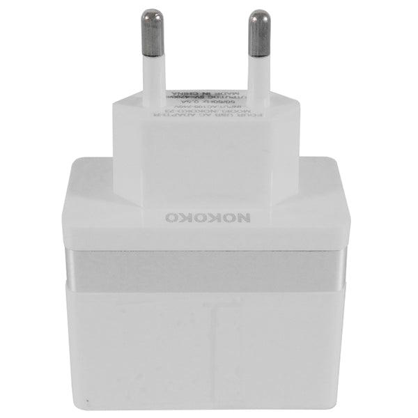 Φορτιστής USB 4 Θέσεων Wall Adapter 2 x AUTO 2.1A & 2 x 1A 5V DC Λευκός με Χρώμιο GloboStar 69997 - ledmania.gr
