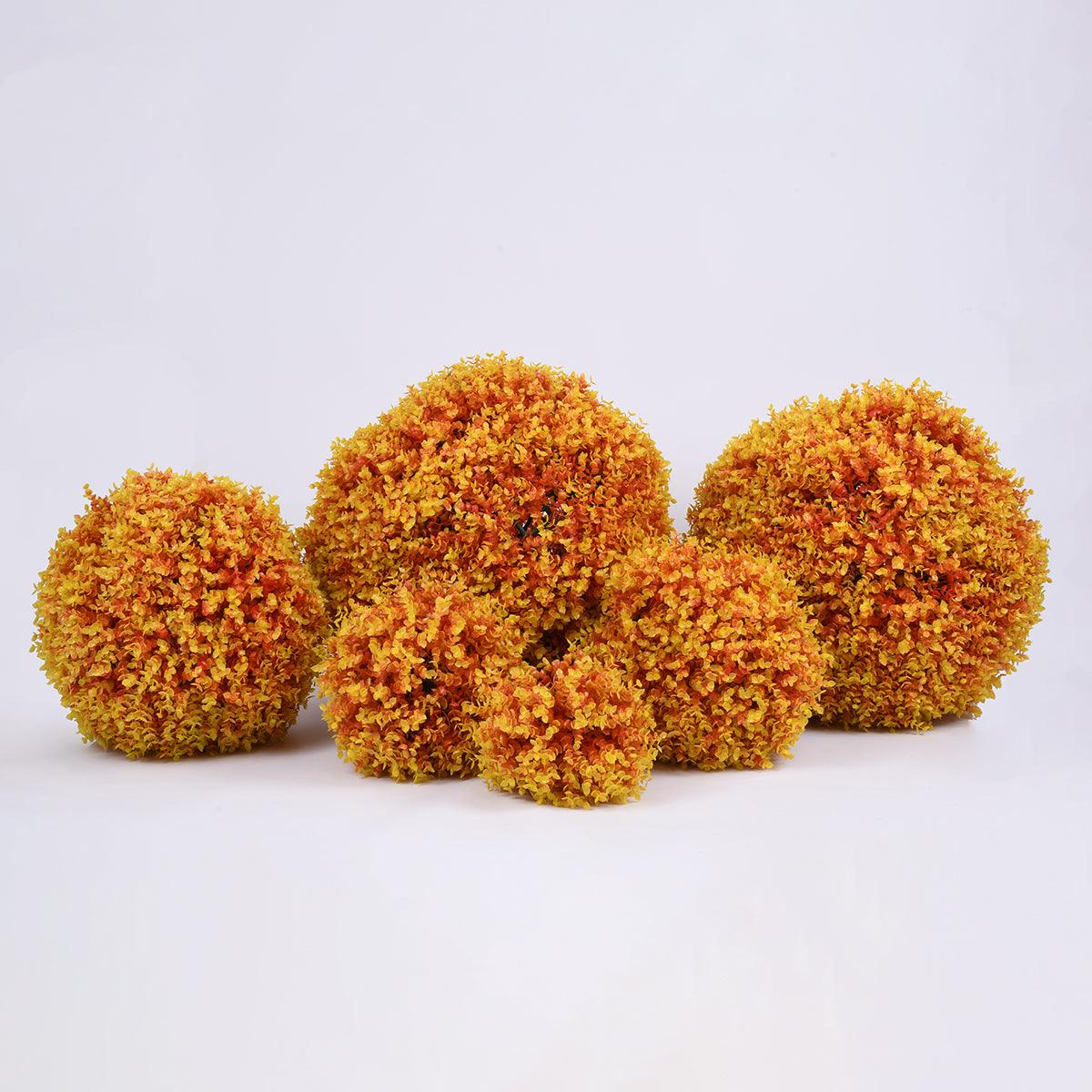 GloboStar® 78513 Artificial - Συνθετικό Τεχνητό Διακοσμητικό Φυτό Θάμνος Πυξάρι Πορτοκαλί - Κίτρινο Φ26cm - ledmania.gr