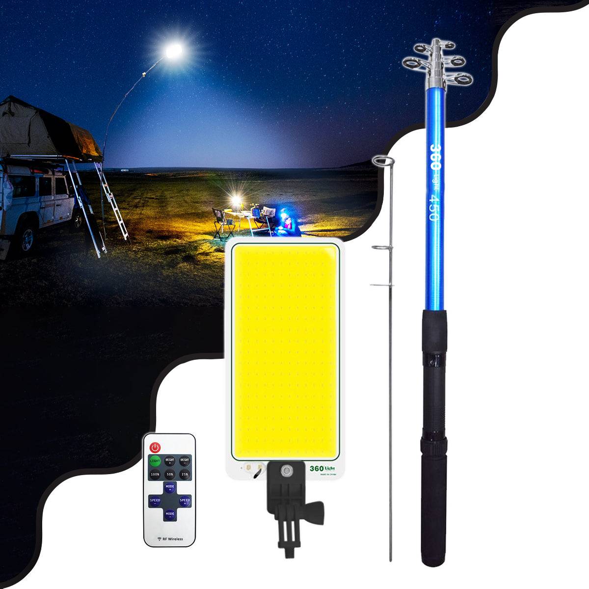 GloboStar® 85821 Τηλεσκοπικό Καλάμι Ψαρέματος 5m με Πάνελ Φωτισμού 800W 48000lm DC 12V Αδιάβροχο IP65 Ψυχρό Λευκό 6000K - ledmania.gr