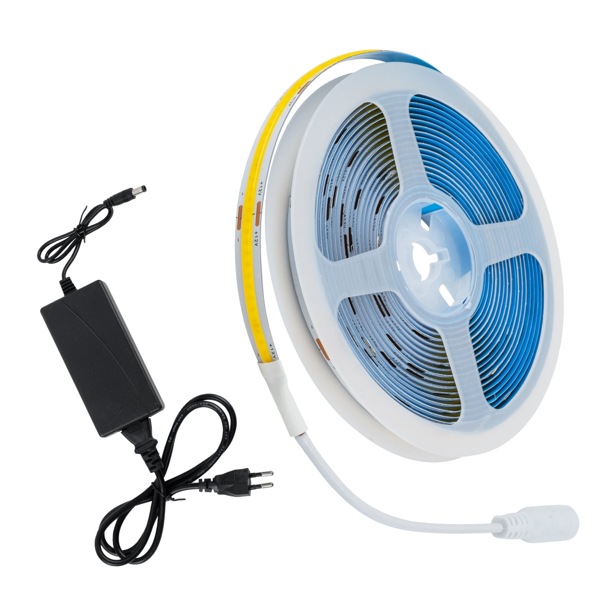 GloboStar® 70415 Σετ Ταινία COB LED 5m 48W/5m 308LED/m 768lm/m 120° DC 12V IP20 με Τροφοδοτικό Θερμό Λευκό 2700K - ledmania.gr