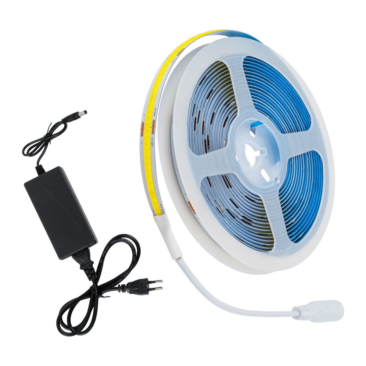 GloboStar® 70416 Σετ Ταινία COB LED 5m 48W/5m 308LED/m 816lm/m 120° DC 12V IP20 με Τροφοδοτικό Φυσικό Λευκό 4500K - ledmania.gr