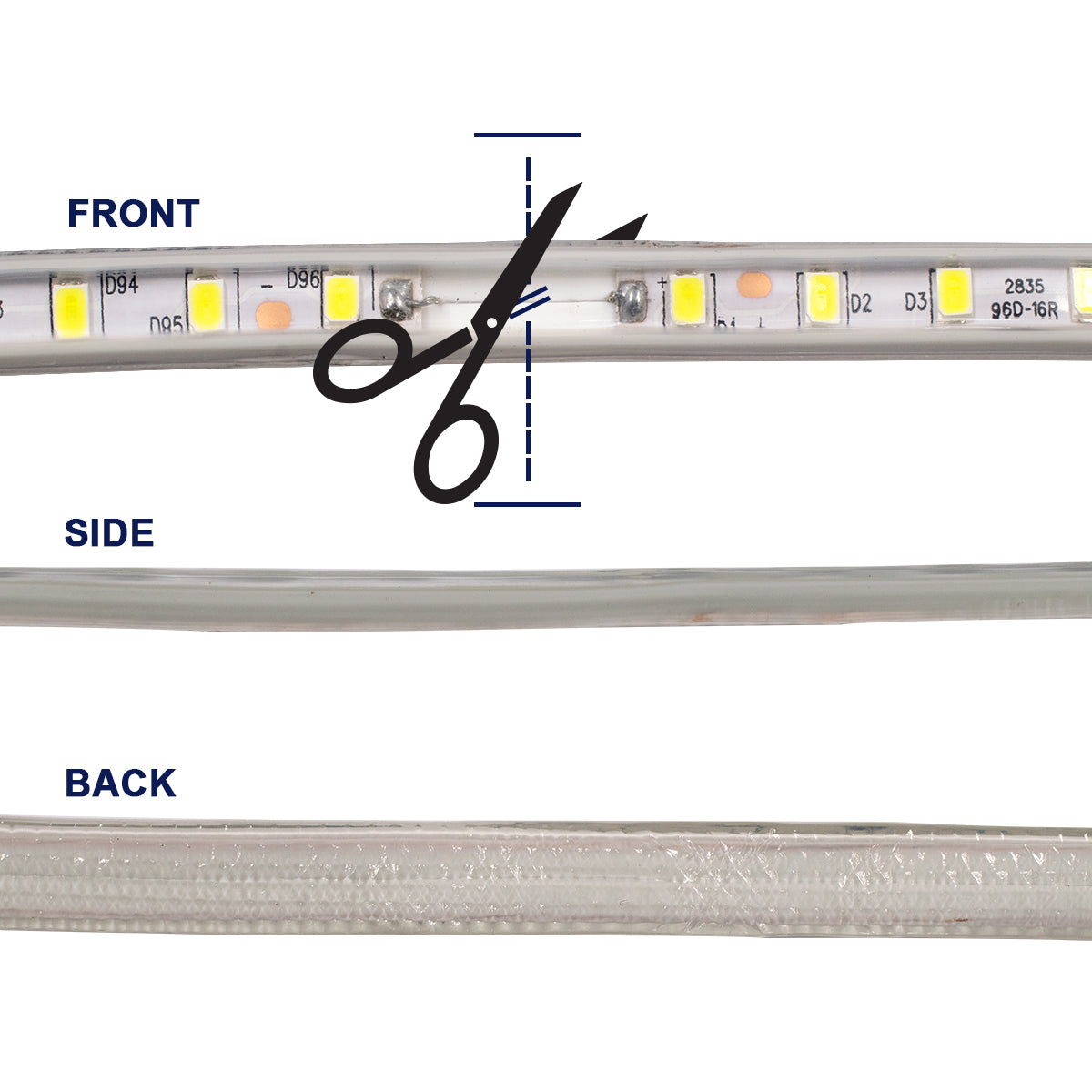 GloboStar® 70500 Slim Ταινία Μονής Σειράς Epistar LED SMD 2835 1m 12W/m 96LED/m 1680lm/m 120° DC 230V Αδιάβροχη IP68 Ψυχρό Λευκό 6000K Dimmable - ledmania.gr
