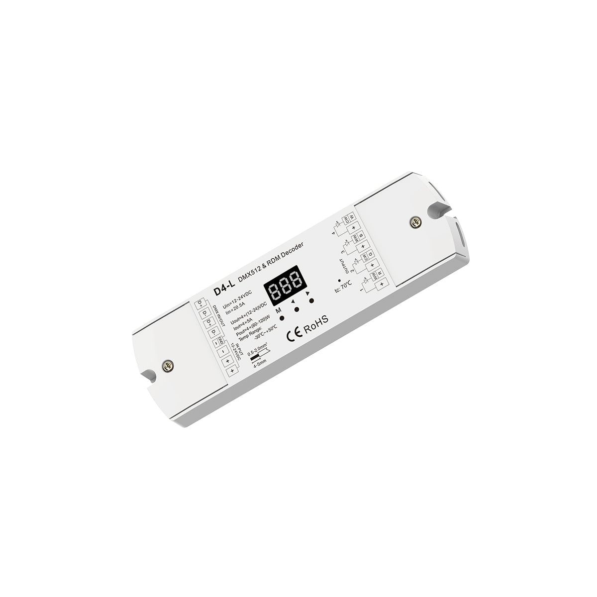 GloboStar® 70668 D4-L SKYDANCE DC DMX & RDM Dimmer High Speed Controller / Decoder 4 Καναλιών DC 12-24V 4 x 5A 120W - Max 20.5A 480W - IP20 Μ17 x Π5 x Υ2.5cm - 5 Years Warranty - ledmania.gr