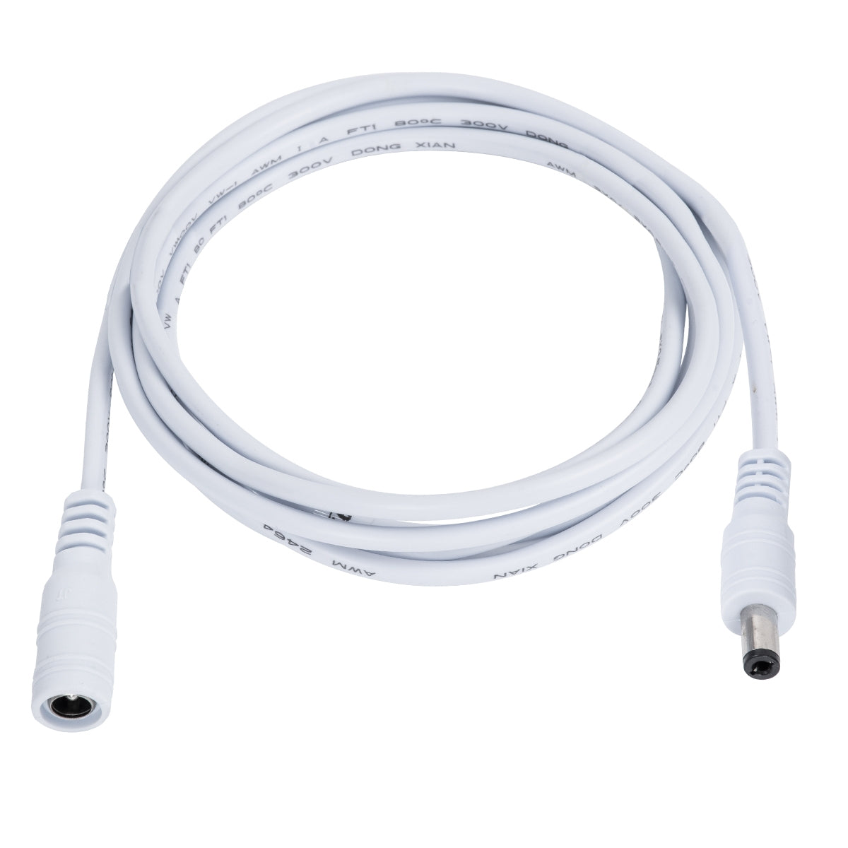 GloboStar® 70679 Καλώδιο Τροφοδοσίας DC Προέκταση 2 Μέτρων από Jack 2.1x5.5mm Male σε Female 2.1x5.5mm D1.1 x L200cm Λευκό - ledmania.gr