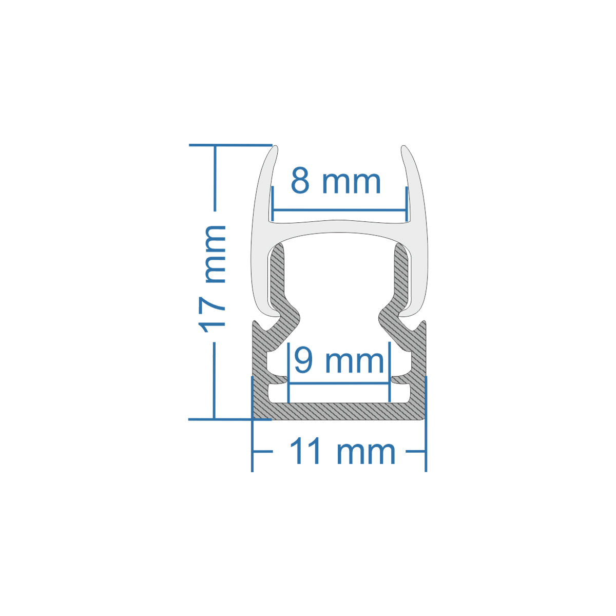 GloboStar® GLASSBOARD-PROFILE 70808-3M Προφίλ Αλουμινίου - Βάση & Ψύκτρα Ταινίας LED με Λευκό Γαλακτερό Κάλυμμα - Χρήση για Μοριακό Φωτισμό Γυαλιού Πάχους 8mm - Πατητό Κάλυμμα - Ασημί - 3 Μέτρα - Πακέτο 5 Τεμαχίων - Μ300 x Π1.1 x Υ1.7cm - ledmania.gr