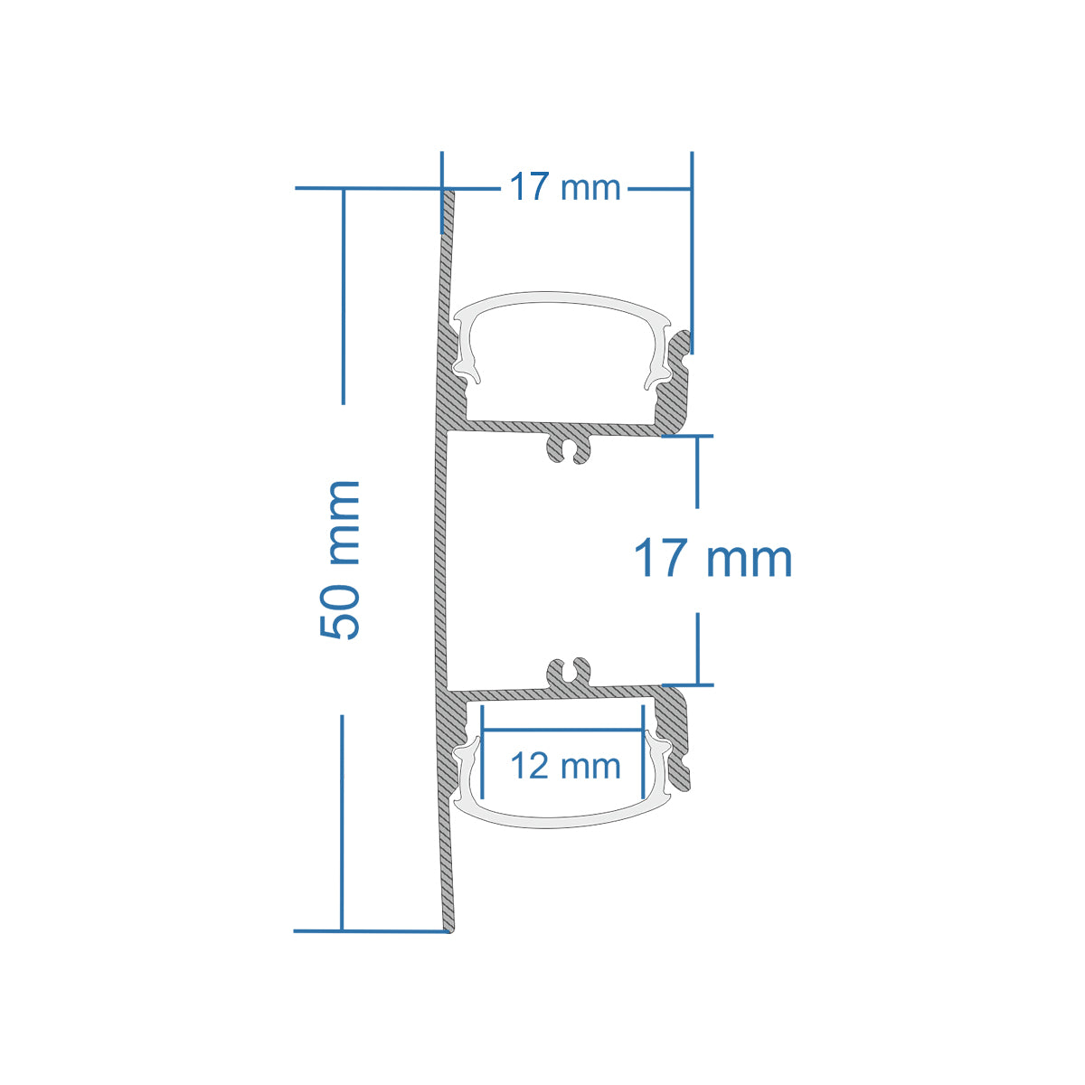 GloboStar® SURFACE-PROFILE 70844-3M Προφίλ Αλουμινίου - Βάση & Ψύκτρα Ταινίας LED με Λευκό Γαλακτερό Κάλυμμα - Επιφανειακή Χρήση Δημιουργίας Κρυφού Φωτισμού Πάνω/Κάτω - Πατητό Κάλυμμα - Ασημί - 3 Μέτρα - Μ300 x Π5 x Υ1.7cm - ledmania.gr