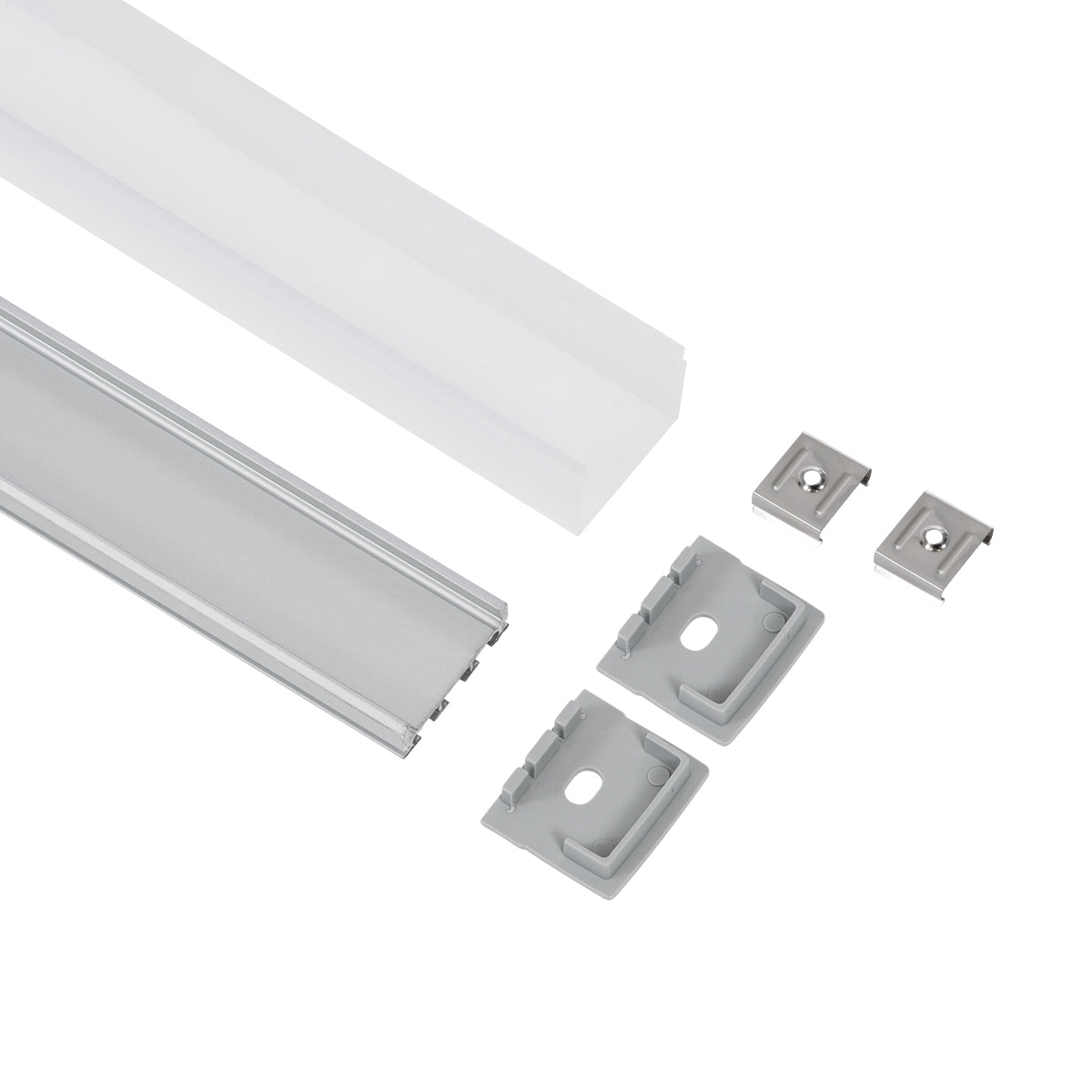GloboStar® SURFACEPENDANT-PROFILE 70847-1M Προφίλ Αλουμινίου - Βάση & Ψύκτρα Ταινίας LED με Λευκό Γαλακτερό Κάλυμμα - Επιφανειακή & Κρεμαστή Χρήση - Πατητό Κάλυμμα - Ασημί - 1 Μέτρο - Μ100 x Π2.6 x Υ2.3cm - ledmania.gr