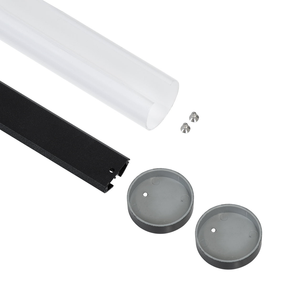 GloboStar® 70854-3M Επιφανειακό Προφίλ Αλουμινίου Μαύρο με Στρόγγυλο Λευκό Οπάλ Κάλυμμα για έως 2 Σειρές Ταινίας LED Πατητό - Press On 3 Μέτρα - ledmania.gr