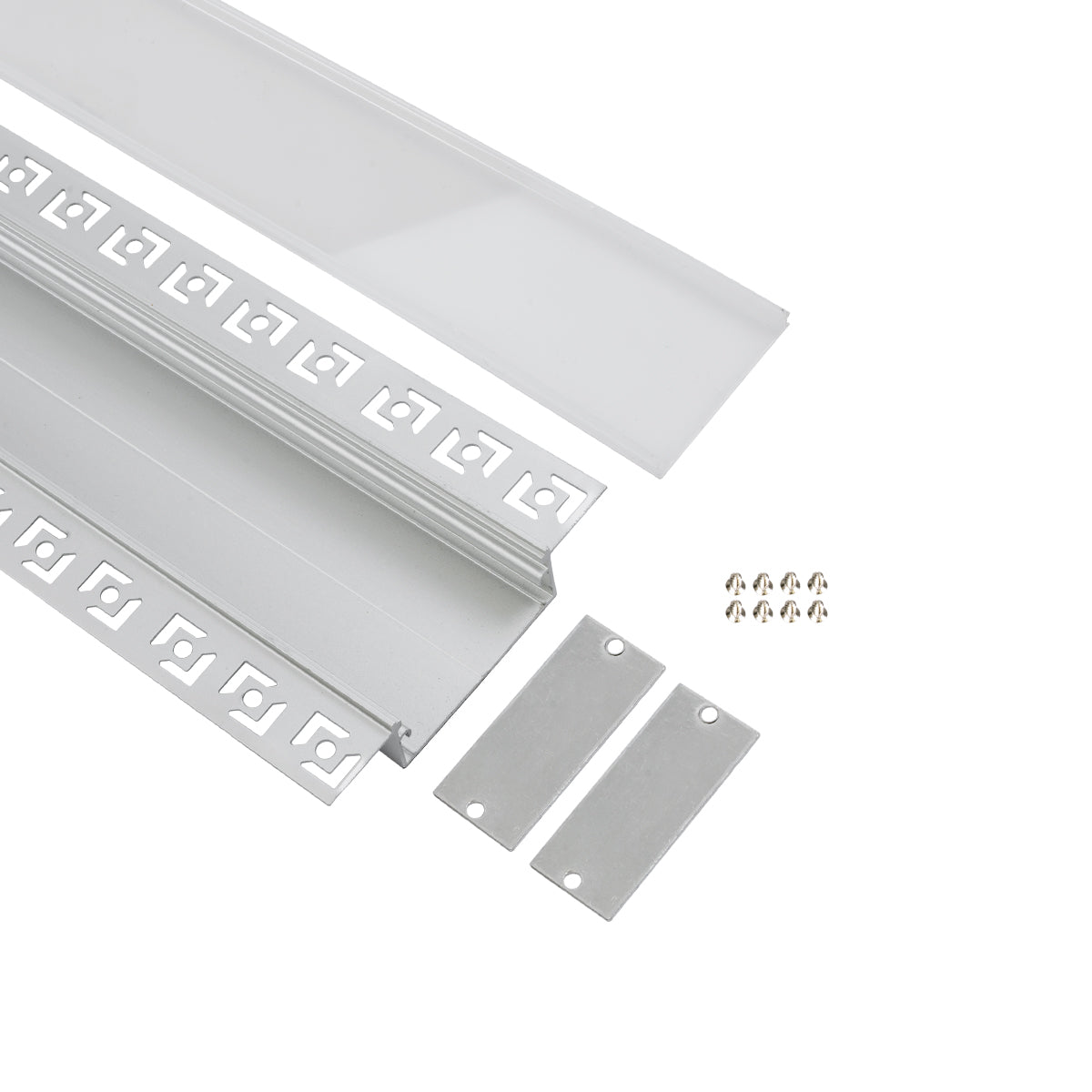 GloboStar® PLASTERBOARD-PROFILE 70862-3M Προφίλ Αλουμινίου - Βάση & Ψύκτρα Ταινίας LED με Λευκό Γαλακτερό Κάλυμμα - Χωνευτή Χρήση σε Γυψοσανίδα - Trimless - Πατητό Κάλυμμα - Ασημί - 3 Μέτρα - Πακέτο 5 Τεμαχίων - Μ300 x Π8.8 x Υ2cm - ledmania.gr
