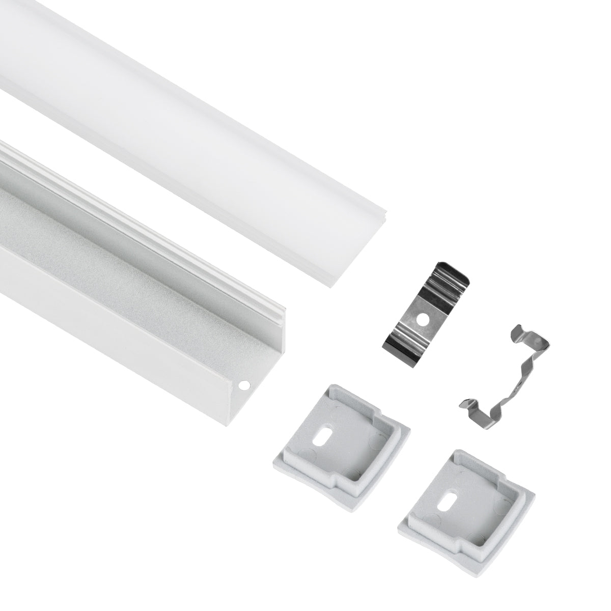 GloboStar® 70868-1M Επιφανειακό Προφίλ Αλουμινίου Λευκό με Λευκό Οπάλ Κάλυμμα για έως 2 Σειρές Ταινίας LED Πατητό - Press On 1 Μέτρο - ledmania.gr