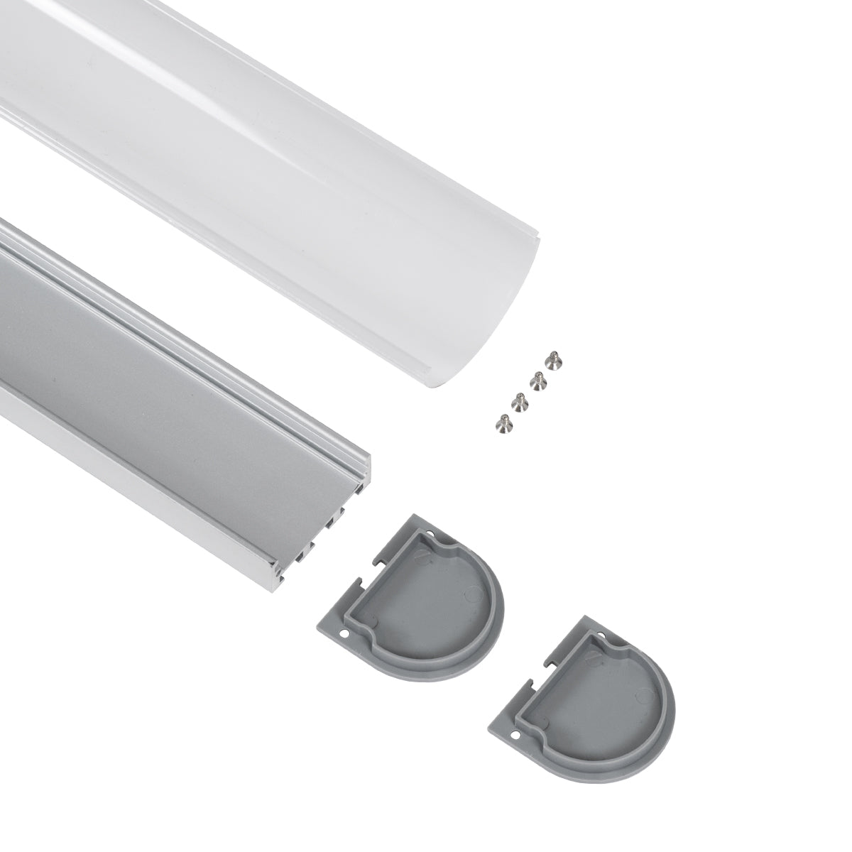 GloboStar® 70870-3M Επιφανειακό Προφίλ Αλουμινίου Ανοδιωμένο με Οβάλ Λευκό Οπάλ Κάλυμμα για έως 3 Σειρές Ταινίας LED Πατητό - Press On 3 Μέτρα - ledmania.gr