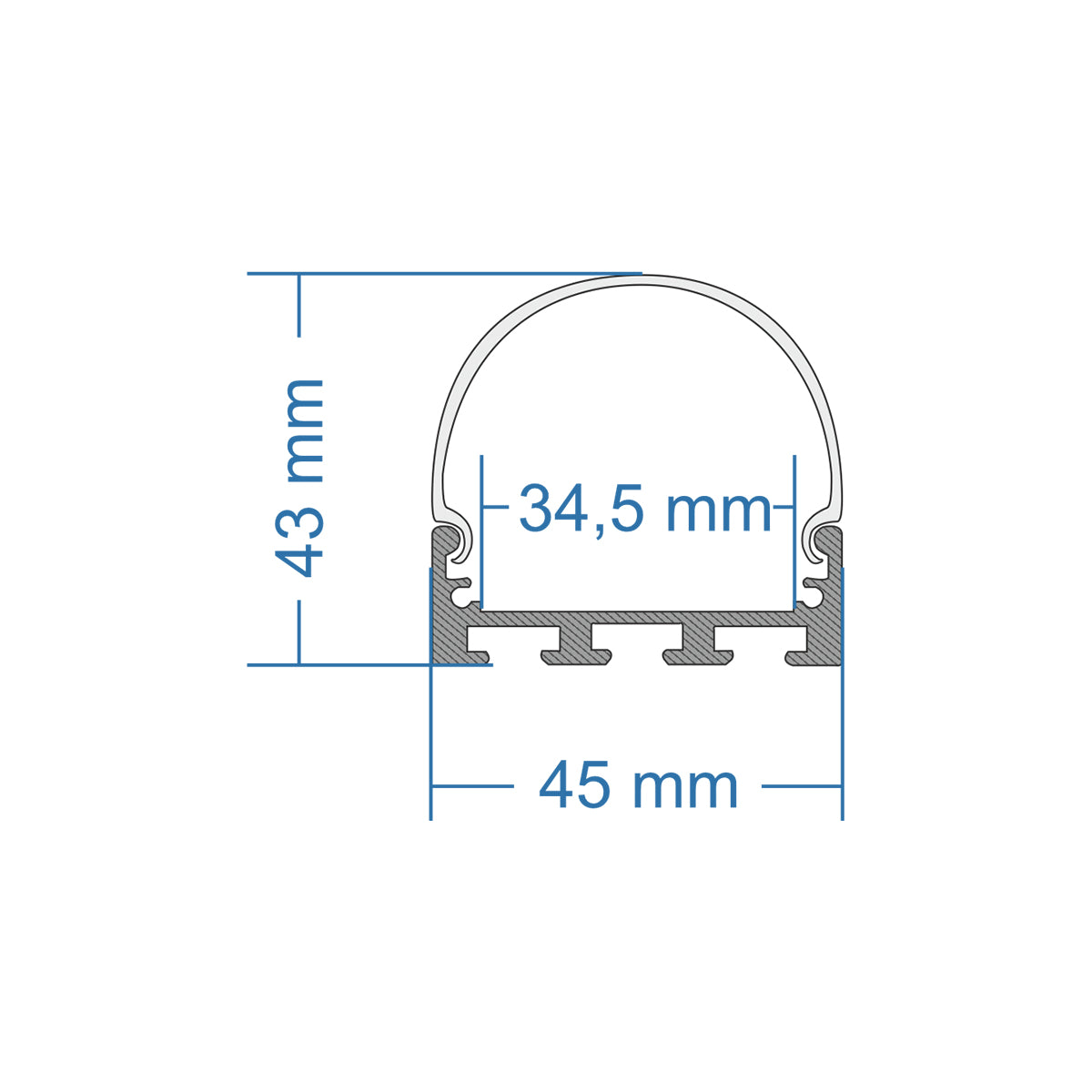 GloboStar® 70870-3M Επιφανειακό Προφίλ Αλουμινίου Ανοδιωμένο με Οβάλ Λευκό Οπάλ Κάλυμμα για έως 3 Σειρές Ταινίας LED Πατητό - Press On 3 Μέτρα - ledmania.gr
