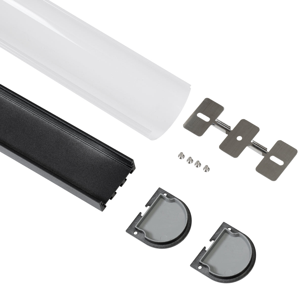 GloboStar® 70872-3M Επιφανειακό Προφίλ Αλουμινίου Μαύρο με Οβάλ Λευκό Οπάλ Κάλυμμα για έως 3 Σειρές Ταινίας LED Πατητό - Press On 3 Μέτρα - ledmania.gr