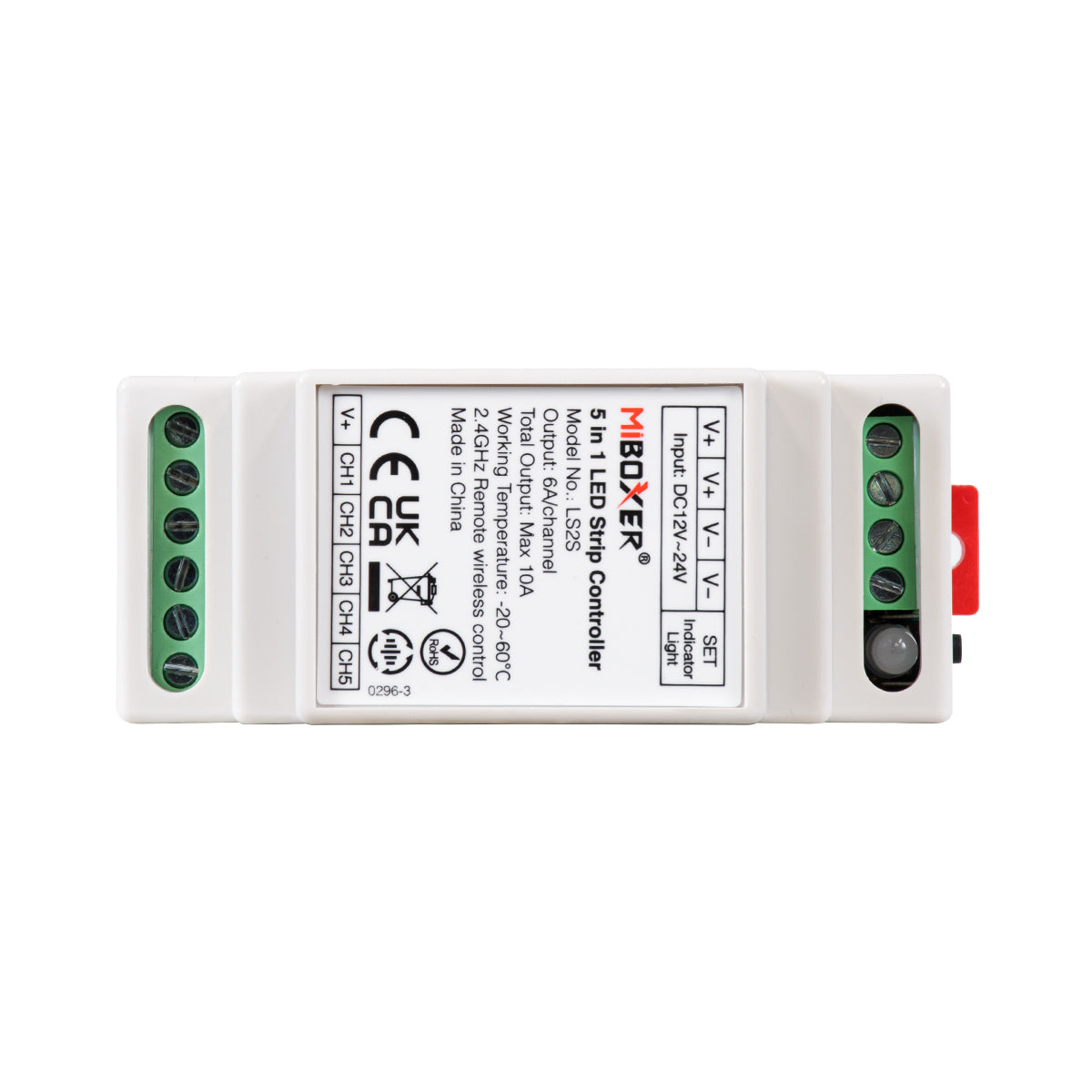 GloboStar® 71415 LS2S DC Controller Din Rail Ράγας WiFi 5 Καναλιών DC 12-24V 5 x 6A 144W - Max 10A 240W - IP20 RGBW+WW+CCT Μ9 x Π3.4 x Υ6cm - 5 Years Warranty - ledmania.gr