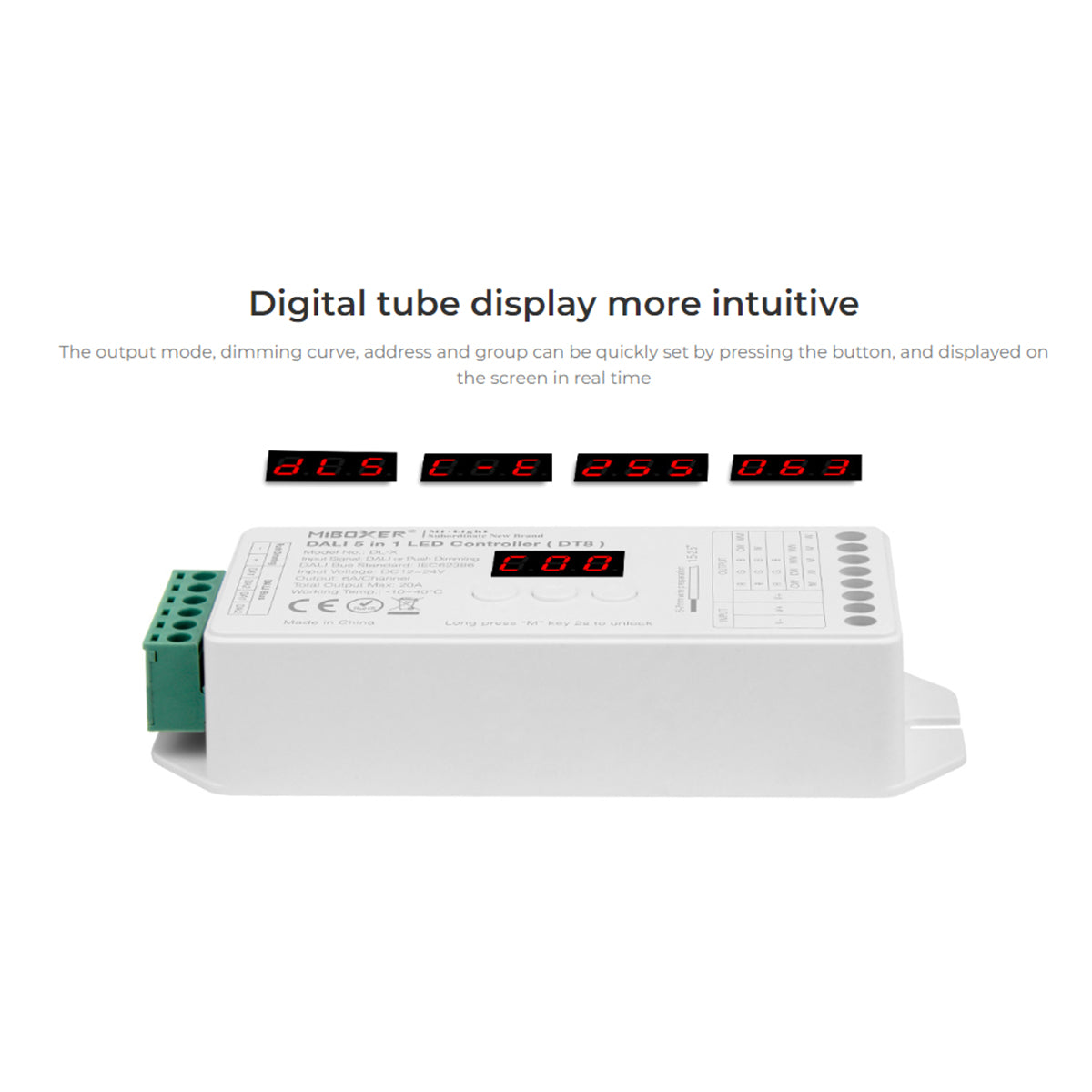 GloboStar® 71423 DL-X DC DALI & Push Dimming 5 in 1 Dimmer High Speed Controller 5 Καναλιών DC 12-24V 5 x 6A 144W - Max 20A 480W - IP20 RGBW+WW Μ13 x Π5 x Υ2.5cm - 5 Years Warranty - ledmania.gr