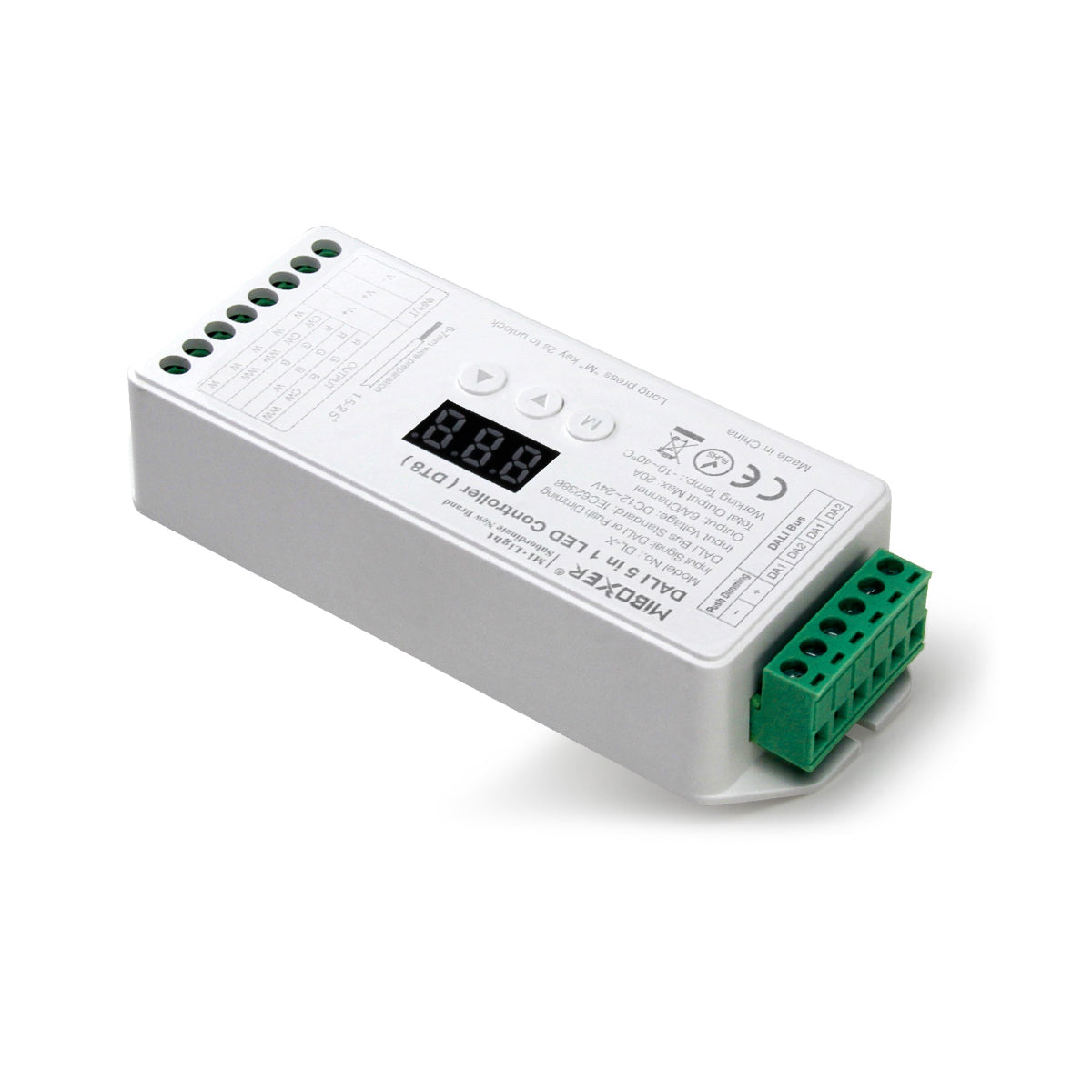 GloboStar® 71423 DL-X DC DALI & Push Dimming 5 in 1 Dimmer High Speed Controller 5 Καναλιών DC 12-24V 5 x 6A 144W - Max 20A 480W - IP20 RGBW+WW Μ13 x Π5 x Υ2.5cm - 5 Years Warranty - ledmania.gr