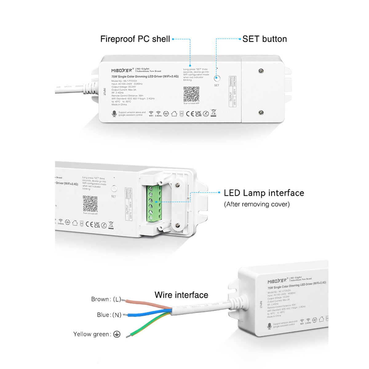 GloboStar® 71437 WL1-P75V24 Mi-Light Ασύρματο RF 2.4Ghz LED Driver Wireless WiFi 1 Καναλιού για Μονόχρωμα Προϊόντα LED 75W 3A - AC 100-240V σε DC 24V - IP20 Μ19 x Π5.5 x Υ3.2cm - 5 Years Warranty - ledmania.gr