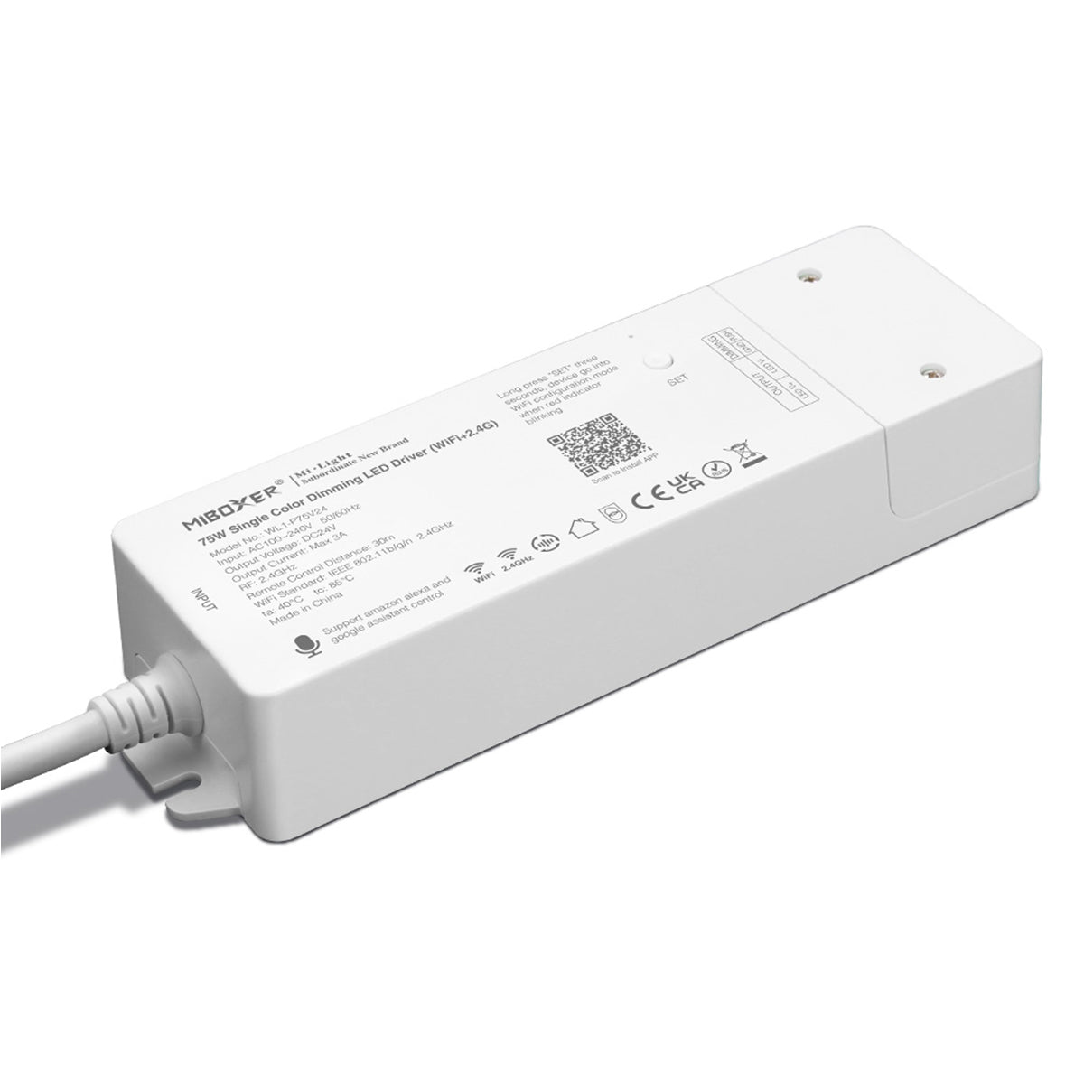 GloboStar® 71437 WL1-P75V24 Mi-Light Ασύρματο RF 2.4Ghz LED Driver Wireless WiFi 1 Καναλιού για Μονόχρωμα Προϊόντα LED 75W 3A - AC 100-240V σε DC 24V - IP20 Μ19 x Π5.5 x Υ3.2cm - 5 Years Warranty - ledmania.gr