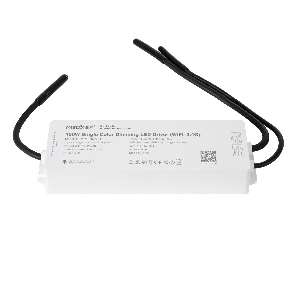 GloboStar® 71438 Ασύρματο RF 2.4Ghz Μεταλλικό Τροφοδοτικό SELV Smart Controller Mi-Light WP1-P150V24 Wireless WiFi για Μονόχρωμα Προϊόντα LED 150W 6.25A - AC 220-240V σε DC 24V - Αδιάβροχο IP67 Μ22.5 x Π7 x Υ3.5cm - 3 Years Warranty - ledmania.gr