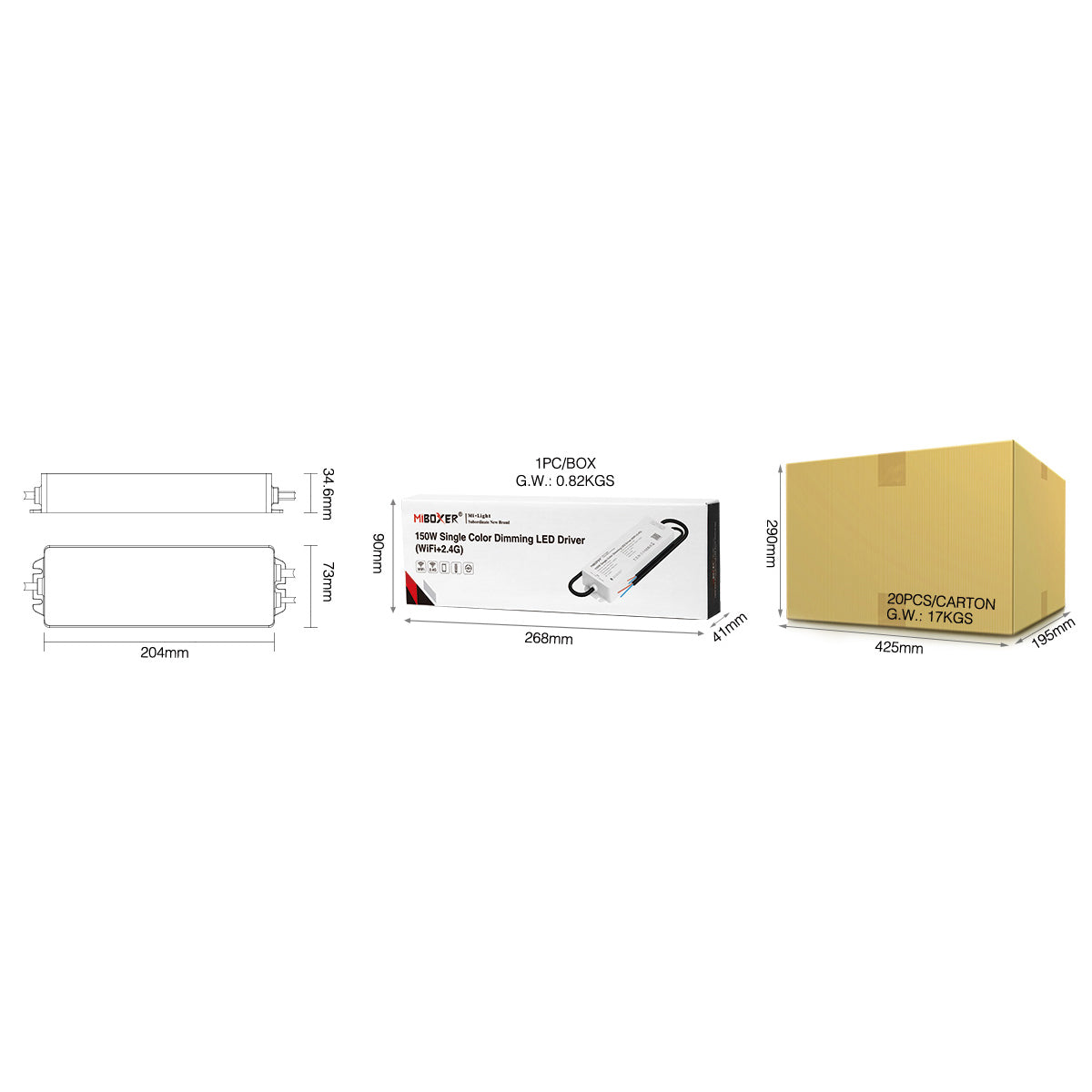 GloboStar® 71438 Ασύρματο RF 2.4Ghz Μεταλλικό Τροφοδοτικό SELV Smart Controller Mi-Light WP1-P150V24 Wireless WiFi για Μονόχρωμα Προϊόντα LED 150W 6.25A - AC 220-240V σε DC 24V - Αδιάβροχο IP67 Μ22.5 x Π7 x Υ3.5cm - 3 Years Warranty - ledmania.gr