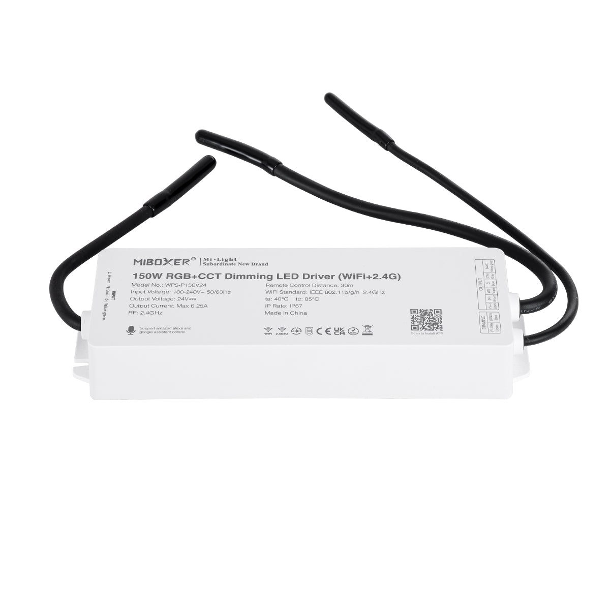GloboStar® 71440 WP3-P150V24 Mi-Light Ασύρματο RF 2.4Ghz Smart Controller LED Driver Wireless WiFi 1 Καναλιού για RGBW+WW+CCT Προϊόντα LED 150W 6.25A - AC 100-240V σε DC 24V - Αδιάβροχο IP67 Μ22.5 x Π7.3 x Υ3.5cm - 5 Years Warranty - ledmania.gr