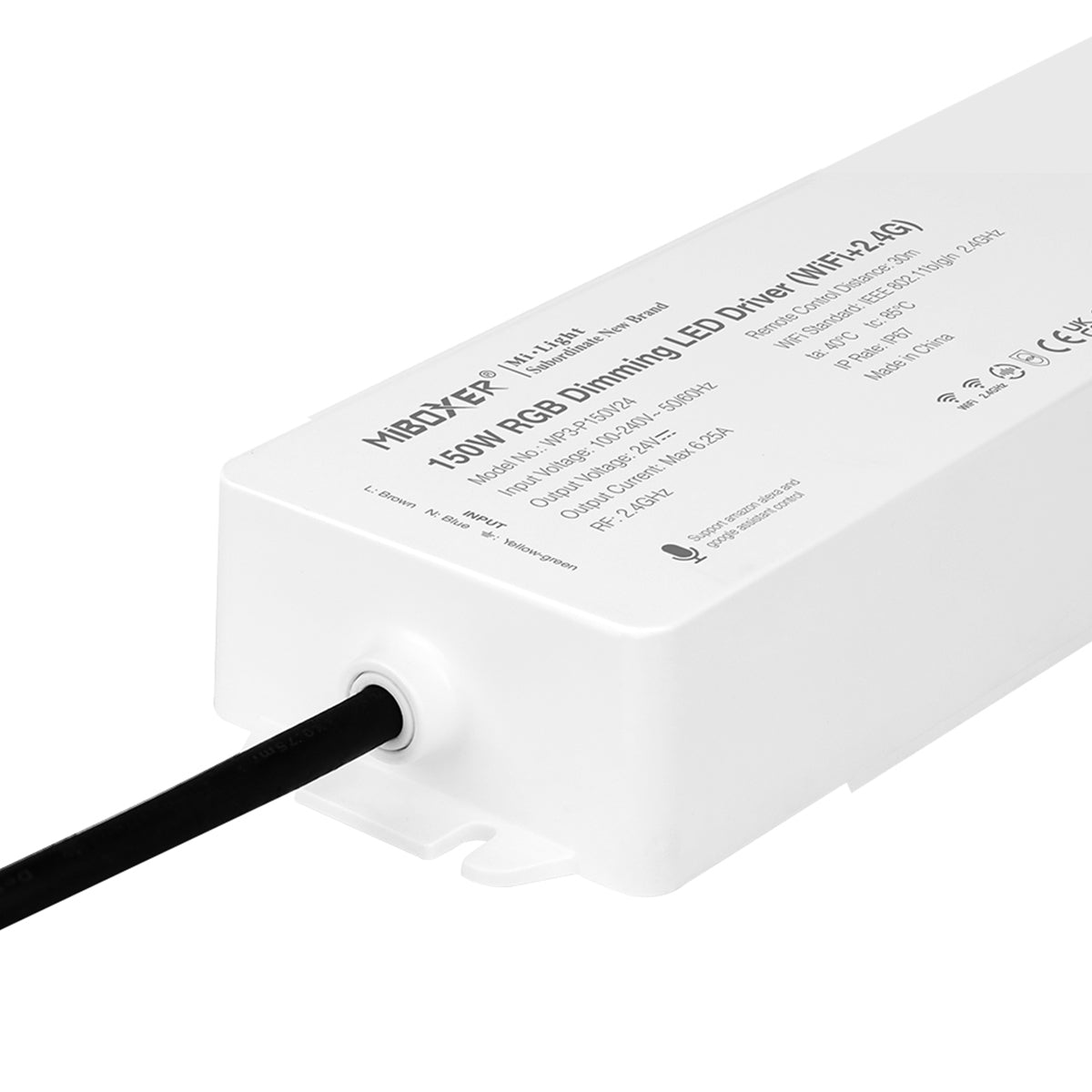 GloboStar® 71440 WP3-P150V24 Mi-Light Ασύρματο RF 2.4Ghz Smart Controller LED Driver Wireless WiFi 1 Καναλιού για RGBW+WW+CCT Προϊόντα LED 150W 6.25A - AC 100-240V σε DC 24V - Αδιάβροχο IP67 Μ22.5 x Π7.3 x Υ3.5cm - 5 Years Warranty - ledmania.gr