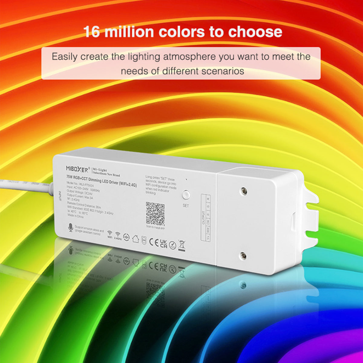 GloboStar® 71441 WL5-P75V24 Mi-Light Ασύρματο RF 2.4Ghz Smart Controller LED Driver Wireless WiFi 5 Καναλιών 5 x 0.3A για RGBW+WW+CCT Προϊόντα LED Max 75W 3A - AC 100-240V σε DC 24V - IP20 Μ19 x Π5.5 x Υ3.2cm - 5 Years Warranty - ledmania.gr