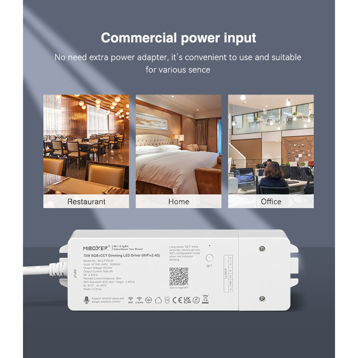 GloboStar® 71441 WL5-P75V24 Mi-Light Ασύρματο RF 2.4Ghz Smart Controller LED Driver Wireless WiFi 5 Καναλιών 5 x 0.3A για RGBW+WW+CCT Προϊόντα LED Max 75W 3A - AC 100-240V σε DC 24V - IP20 Μ19 x Π5.5 x Υ3.2cm - 5 Years Warranty - ledmania.gr