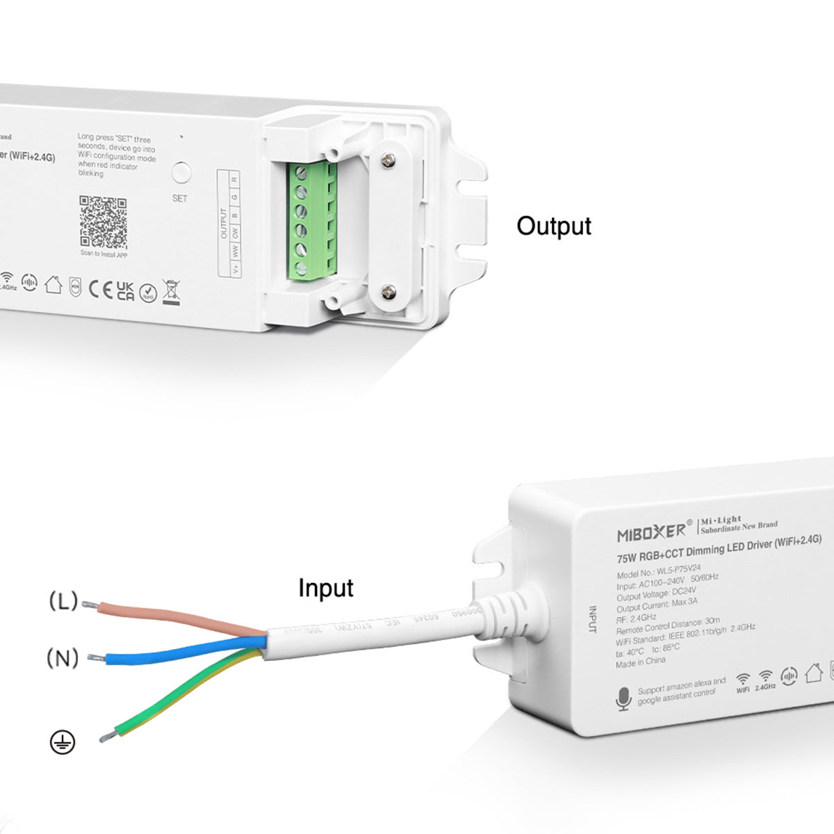 GloboStar® 71441 WL5-P75V24 Mi-Light Ασύρματο RF 2.4Ghz Smart Controller LED Driver Wireless WiFi 5 Καναλιών 5 x 0.3A για RGBW+WW+CCT Προϊόντα LED Max 75W 3A - AC 100-240V σε DC 24V - IP20 Μ19 x Π5.5 x Υ3.2cm - 5 Years Warranty - ledmania.gr