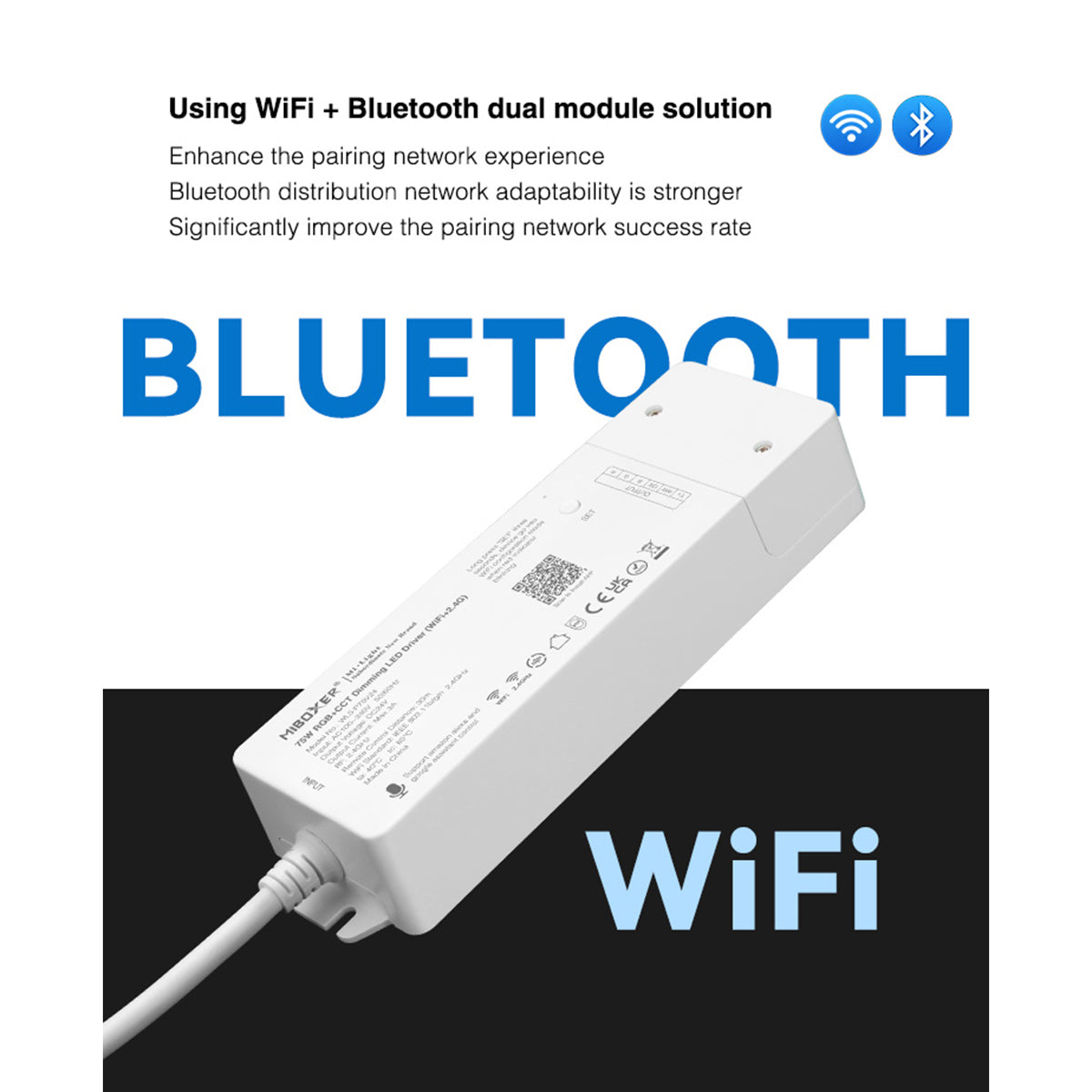 GloboStar® 71441 WL5-P75V24 Mi-Light Ασύρματο RF 2.4Ghz Smart Controller LED Driver Wireless WiFi 5 Καναλιών 5 x 0.3A για RGBW+WW+CCT Προϊόντα LED Max 75W 3A - AC 100-240V σε DC 24V - IP20 Μ19 x Π5.5 x Υ3.2cm - 5 Years Warranty - ledmania.gr