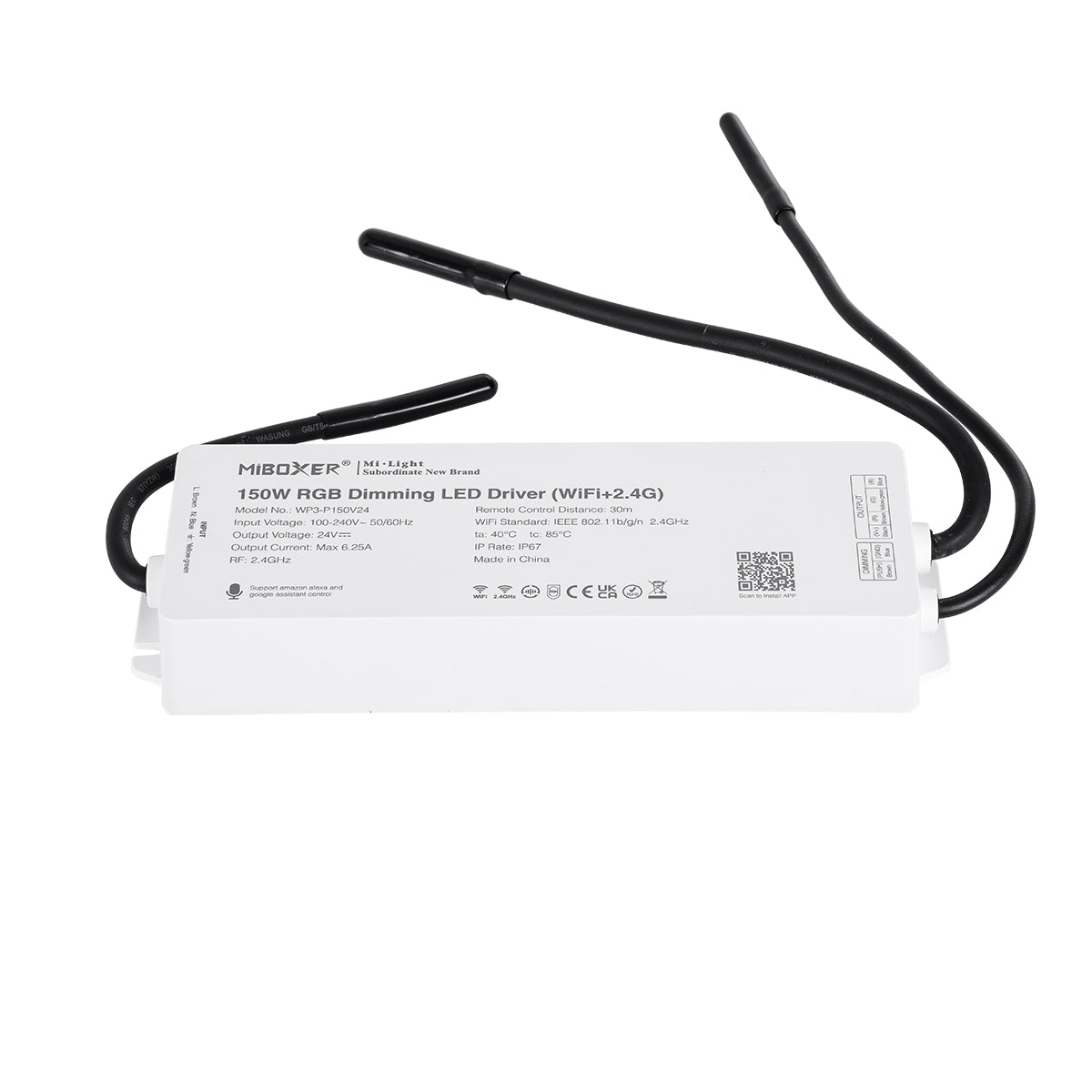GloboStar® 71442 WP5-P150V24 Mi-Light Ασύρματο RF 2.4Ghz Smart Controller LED Driver Wireless WiFi 1 Καναλιού 1 x 6.25A για RGB Προϊόντα LED Max 150W 6.25A - AC 100-240V σε DC 24V - Αδιάβροχο IP67 Μ22.5 x Π7.3 x Υ3.5cm - 5 Years Warranty - ledmania.gr