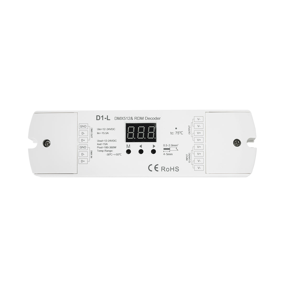 GloboStar® 71446 D1-L SKYDANCE DC DMX & RDM Dimmer High Speed Controller / Decoder 1 Καναλιού DC 12-24V 1 x 15.5A 360W - Max 15.5A 360W - IP20 Μ17 x Π5 x Υ2.5cm - 5 Years Warranty - ledmania.gr